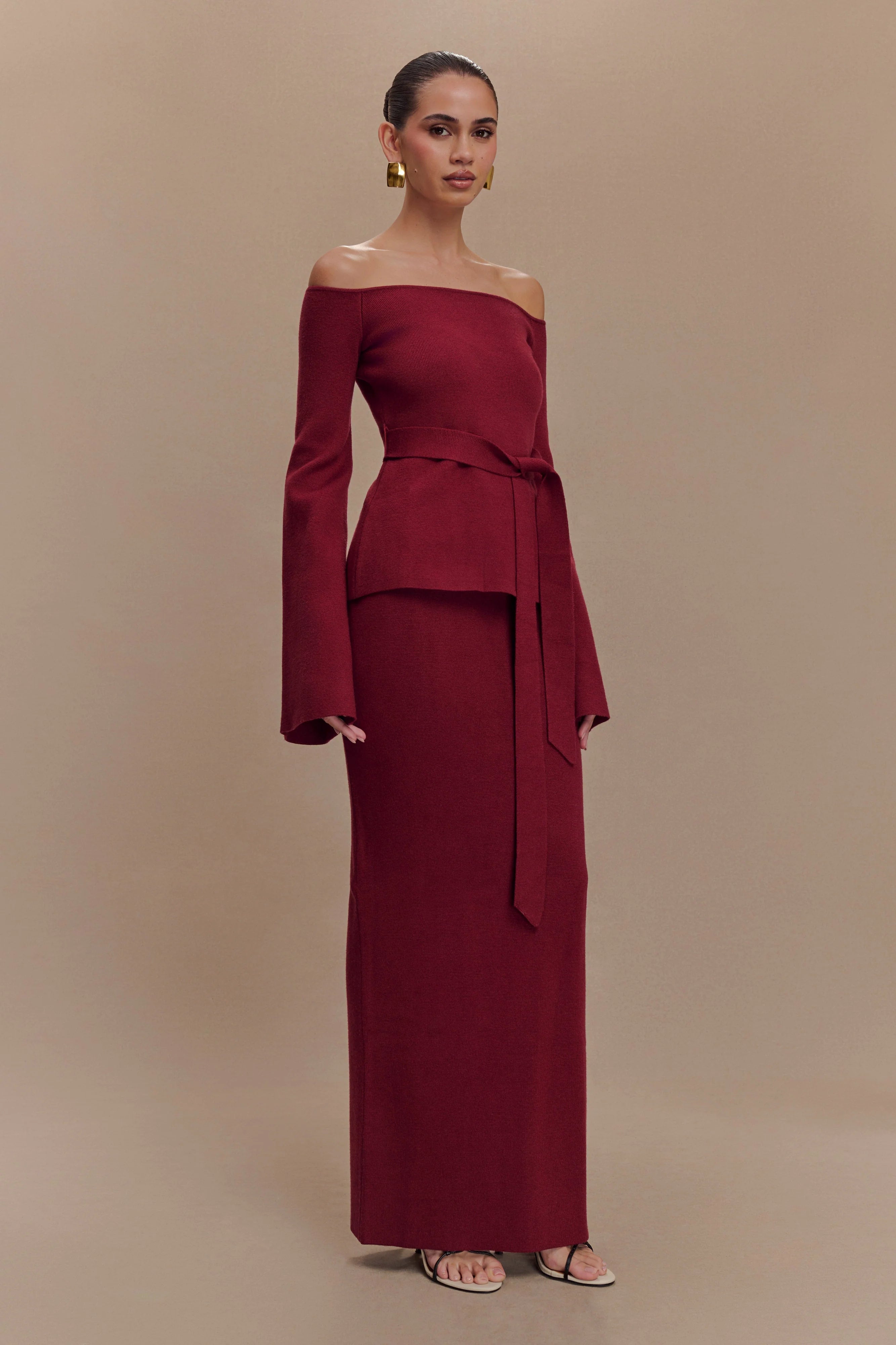 Kyle Knit Maxi Skirt - Cherry Red