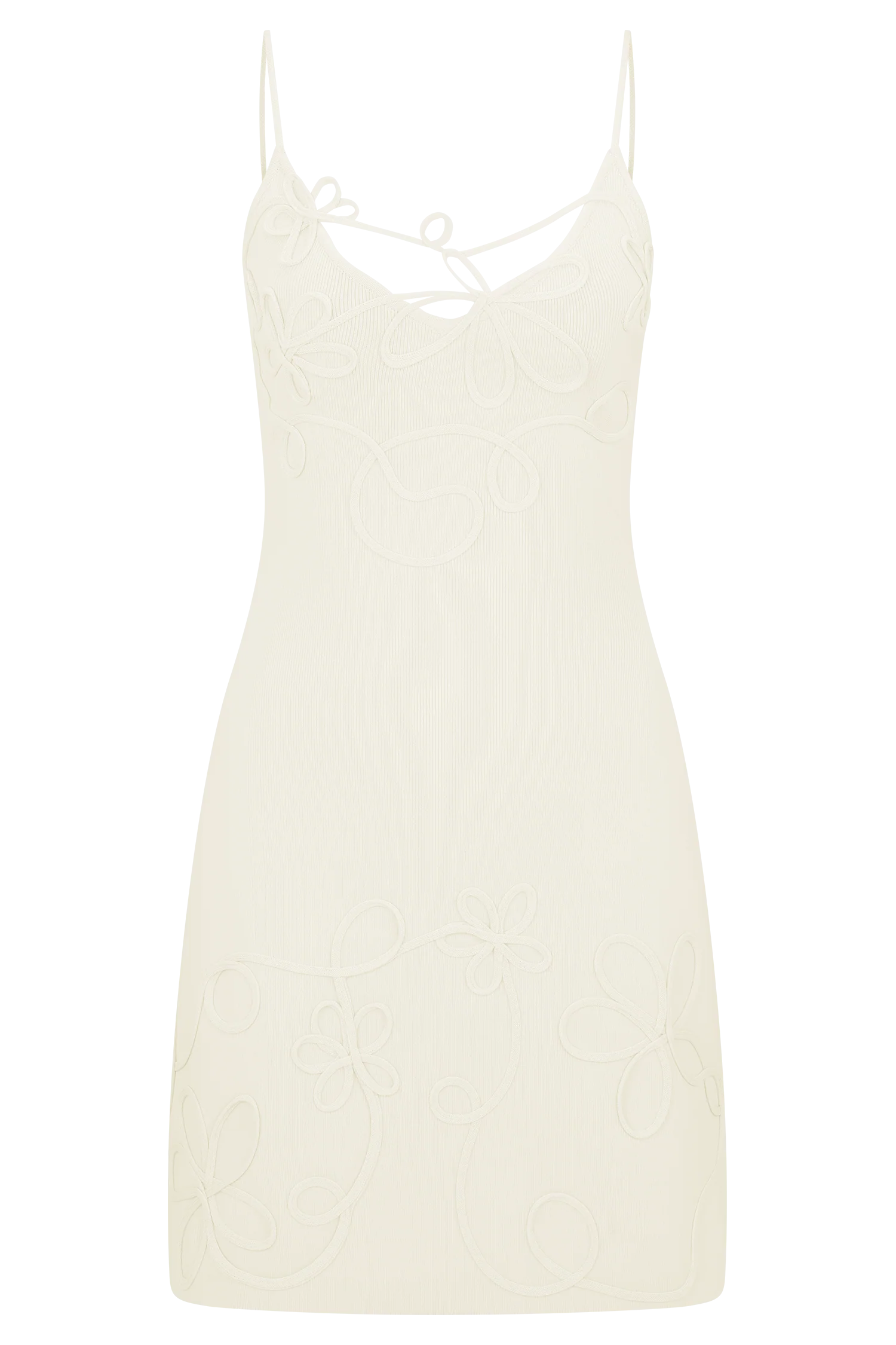 Brullo Embroidery Knit Mini Dress - Ivory