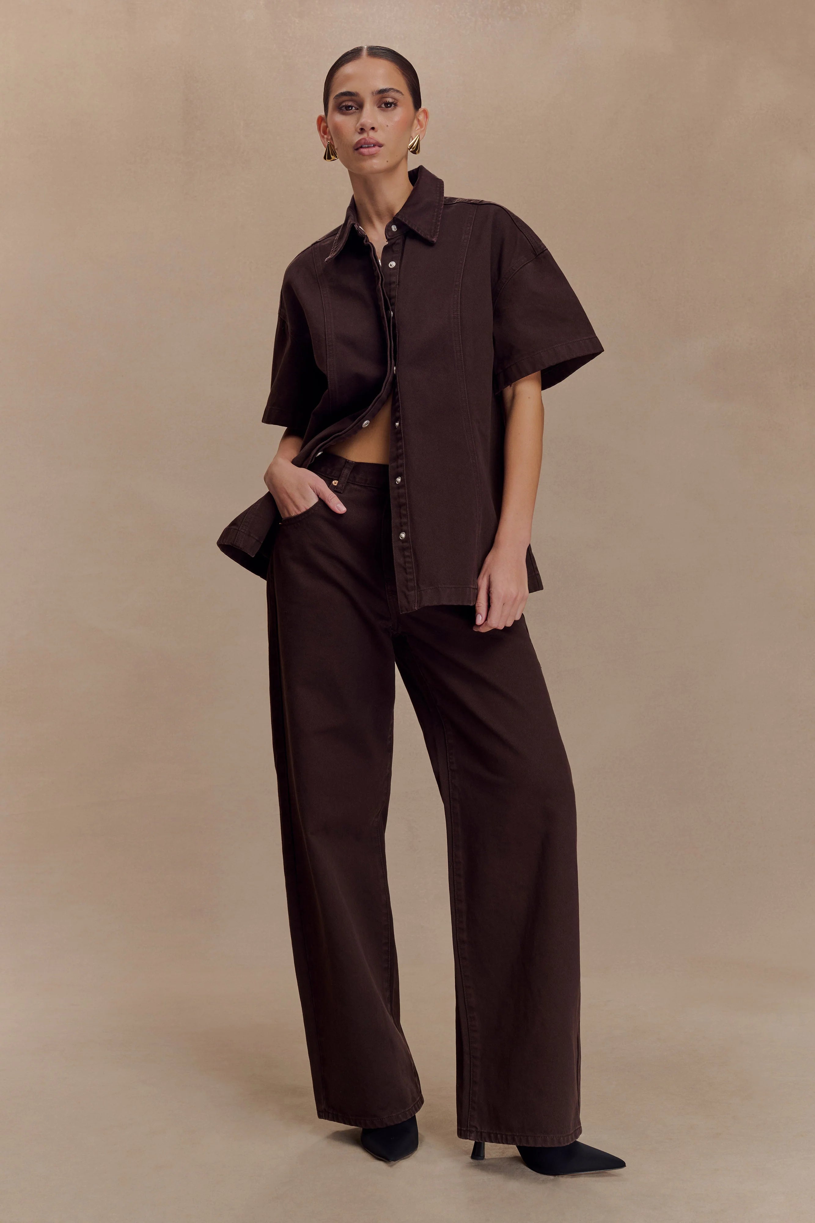 Mannon Mid Rise Denim Jeans - Chocolate