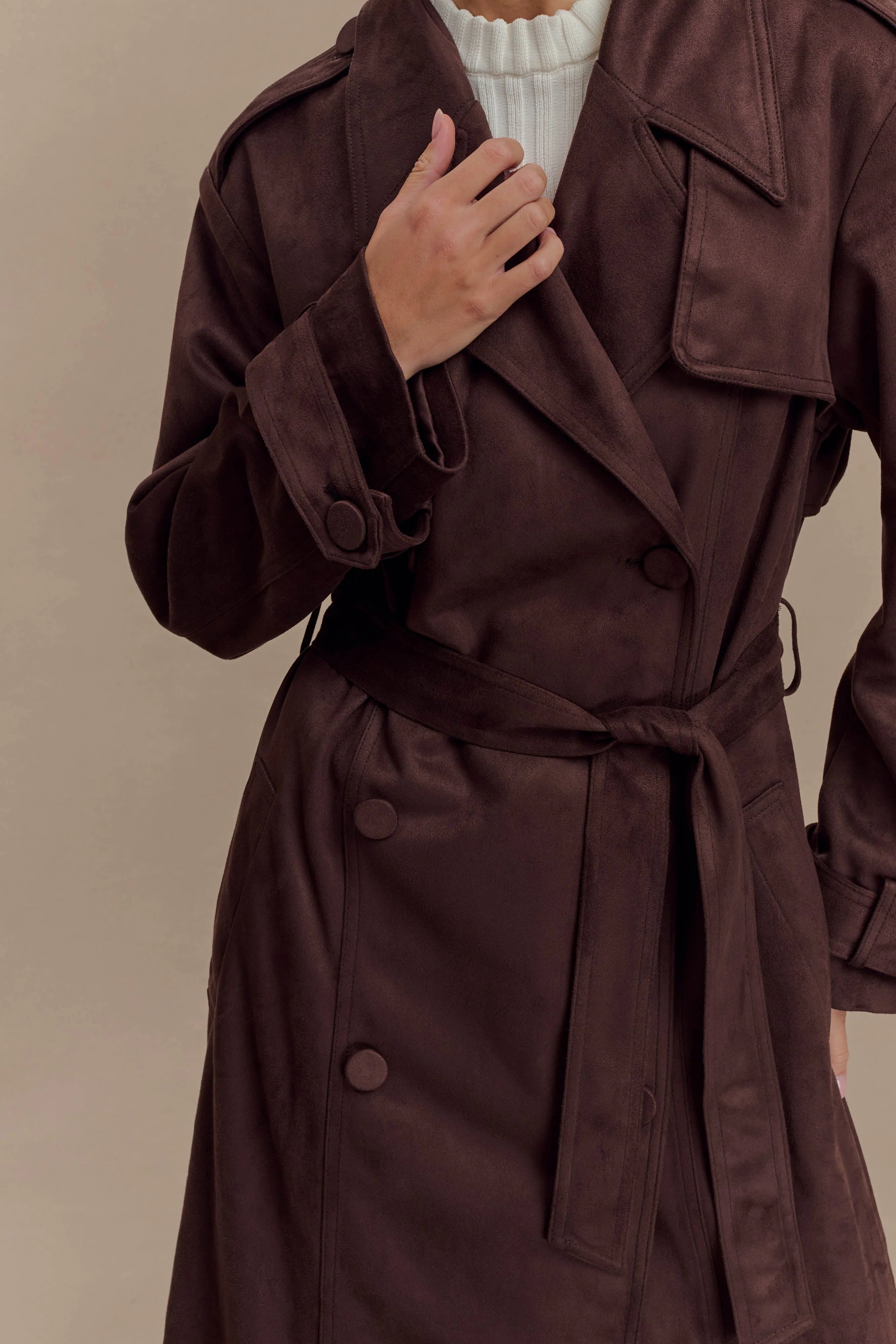 Marc Faux Suede Coat - Cocoa Chocolate