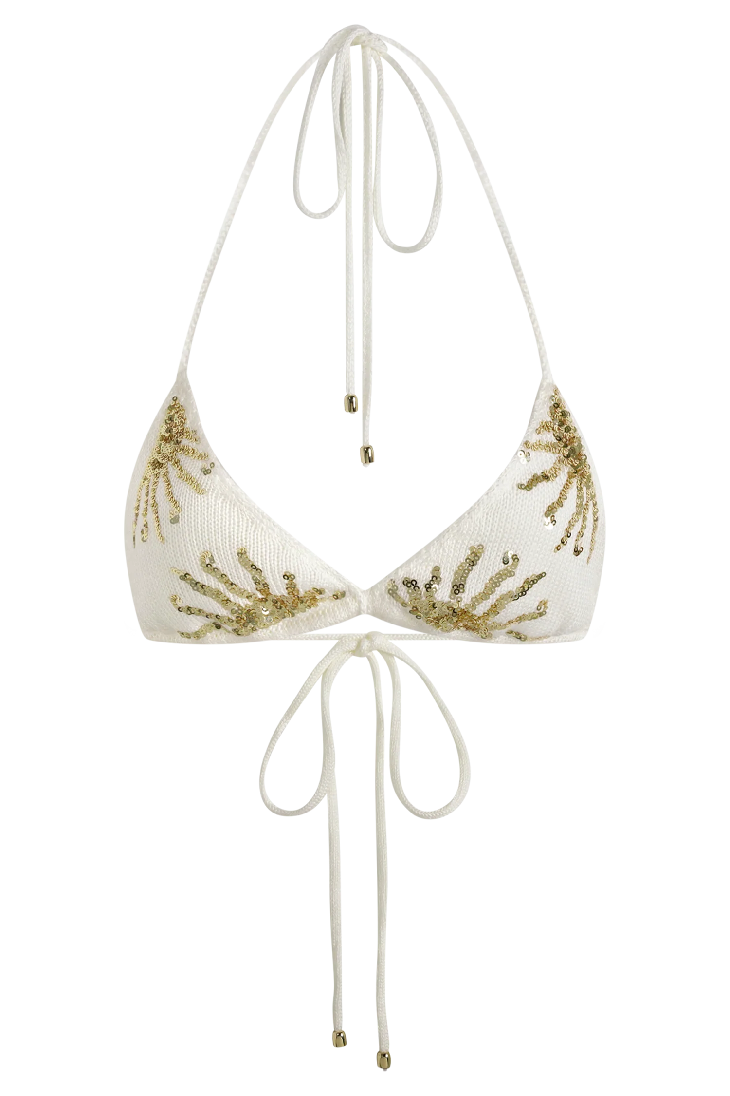Huntleigh Crochet Bikini Top - White & Gold Sunshine Print