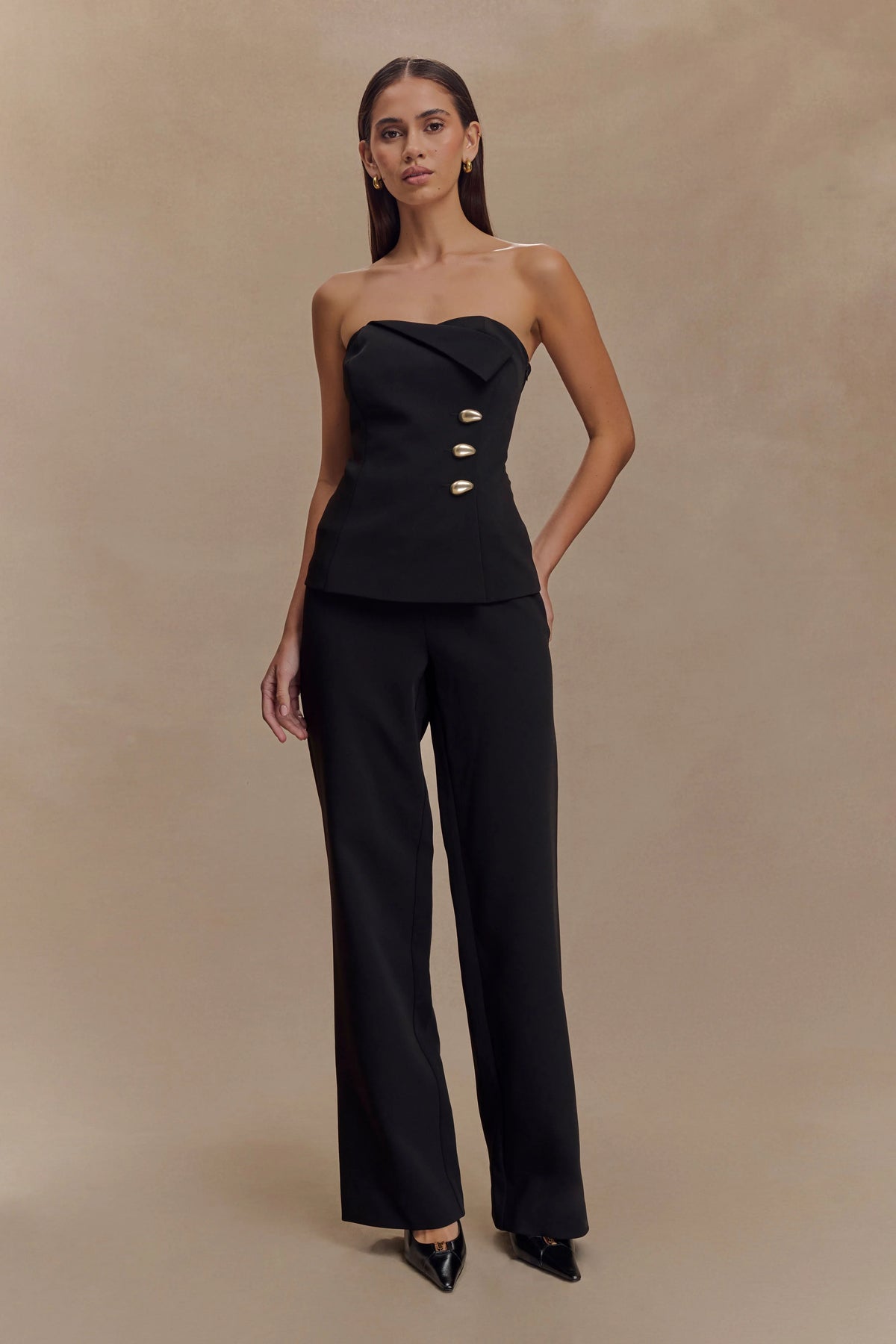 Lindie Straight Leg Suiting Pants - Black
