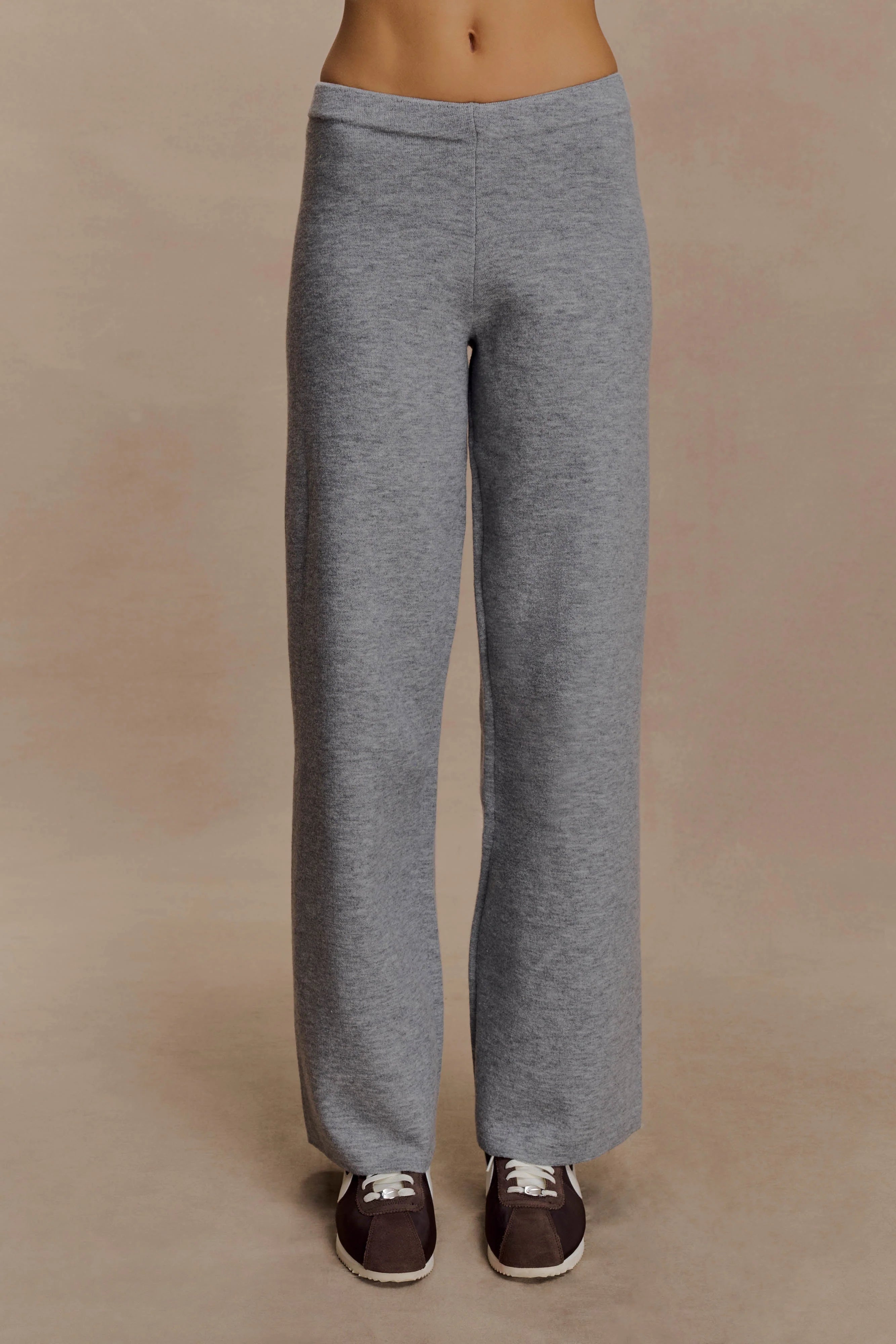 Kerrymae Straight Leg Knit Pants - Grey Marle