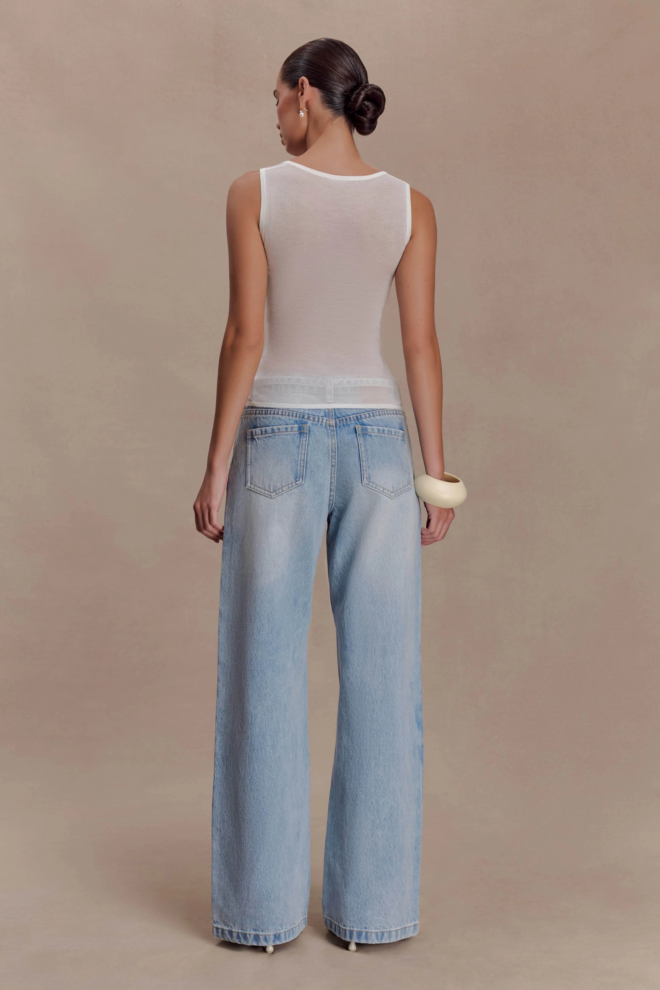 Dollie Sheer Knit Tank Top - Ivory