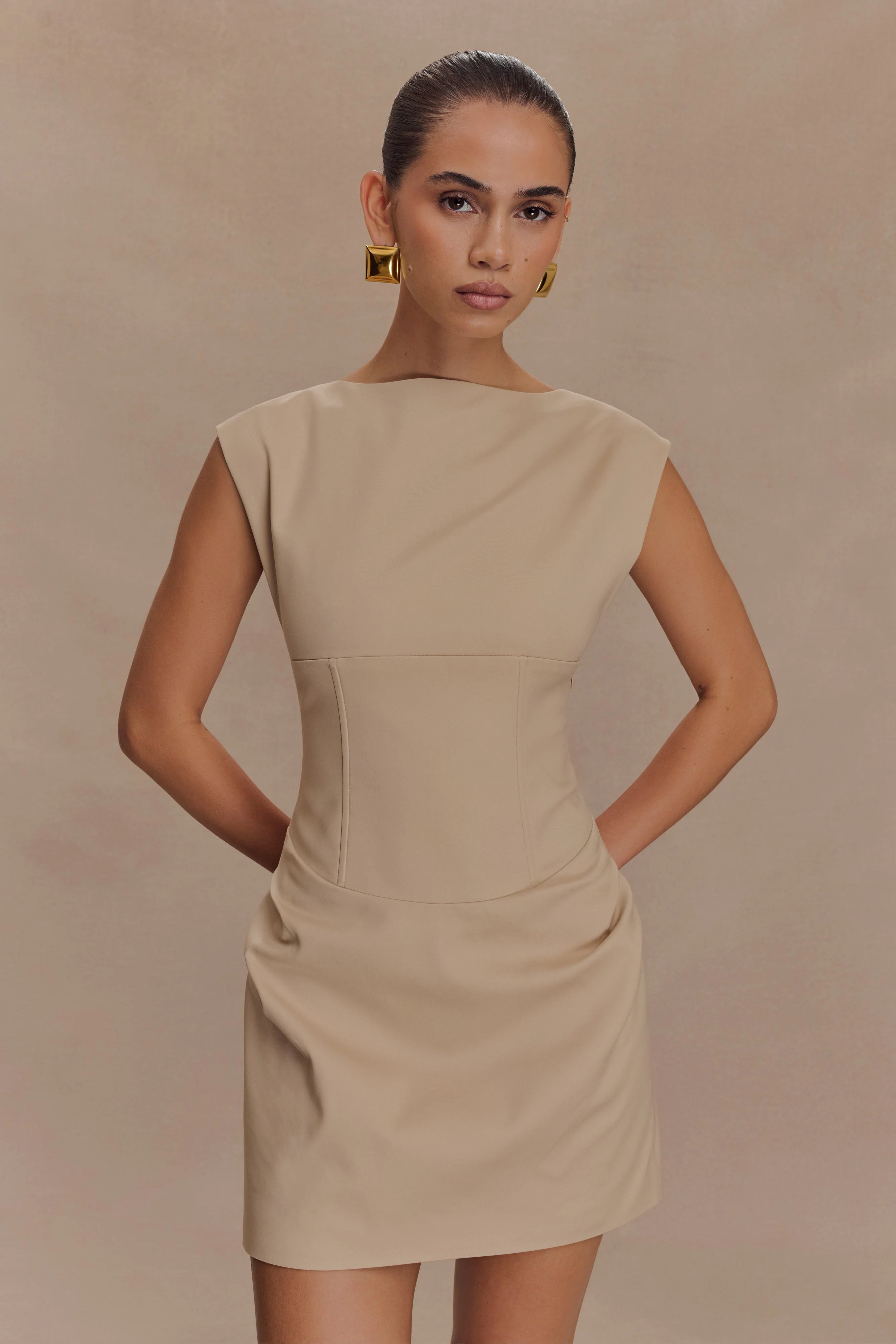 Doris Sleeveless Mini Dress - Camel