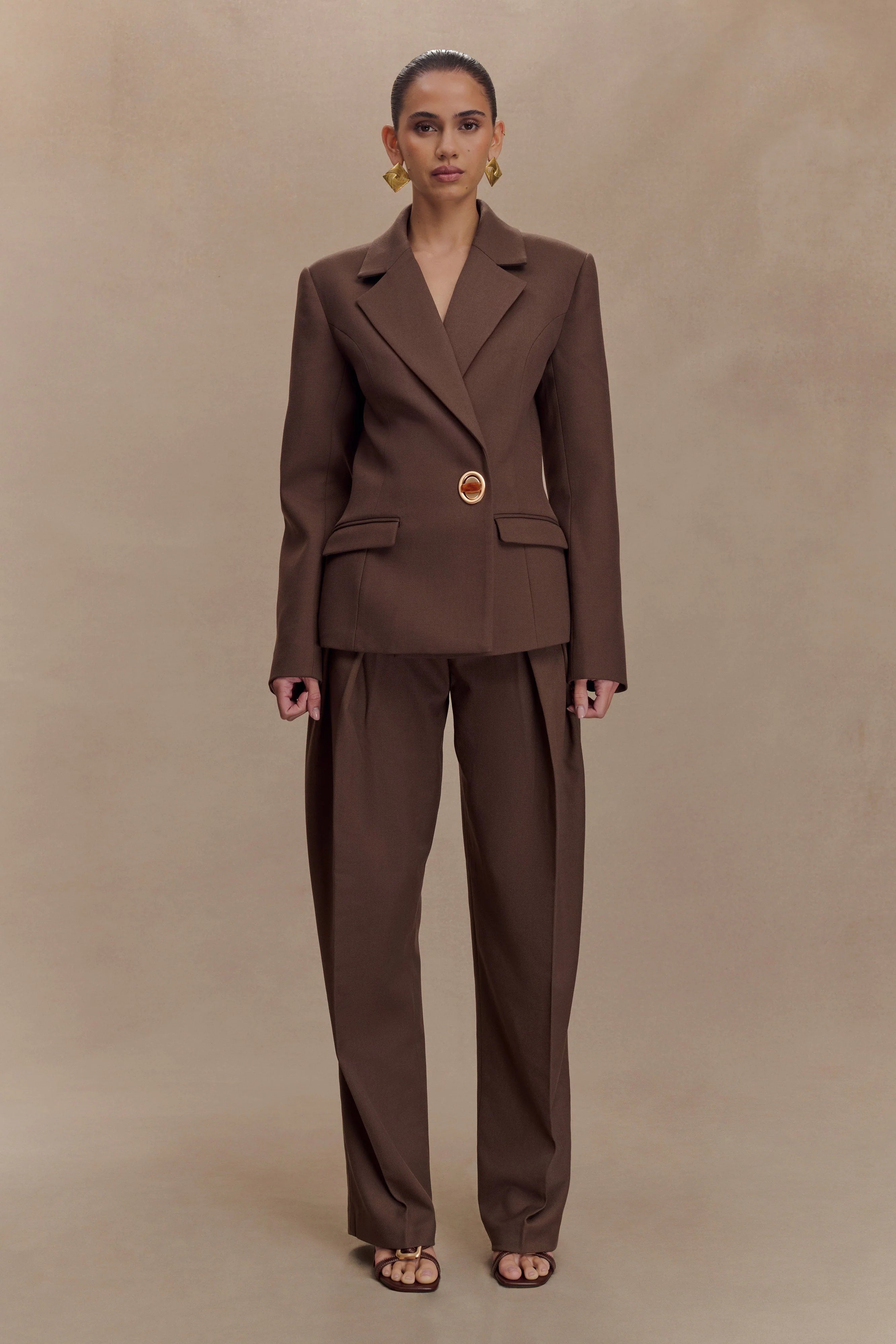 Max Cinched Waist Blazer - Chocolate