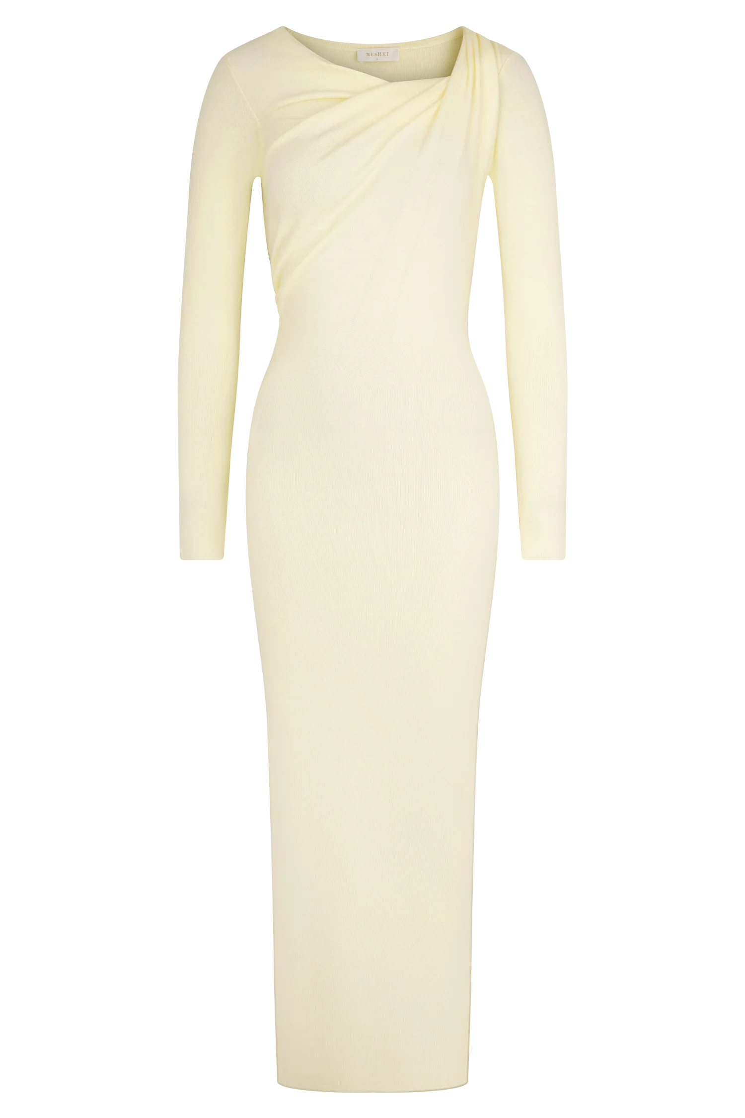 Culver Draped Twist Knit Midi Dress - Cream
