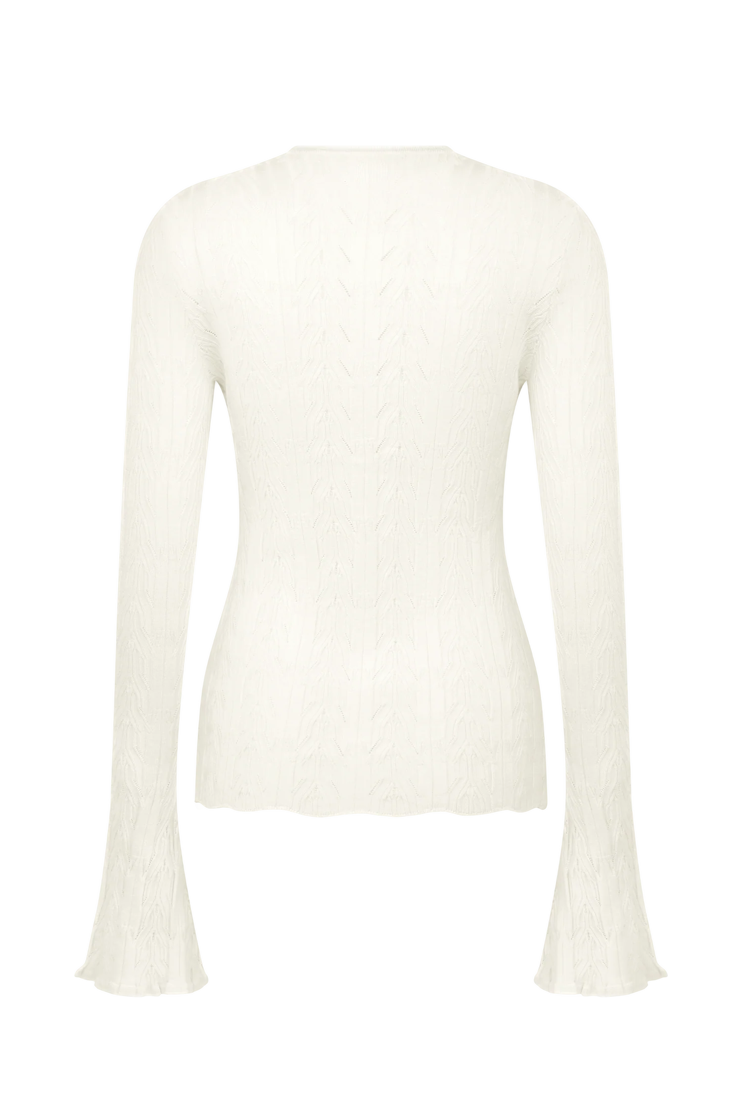 Amy Pointelle Bell Sleeve Cardigan - Ivory