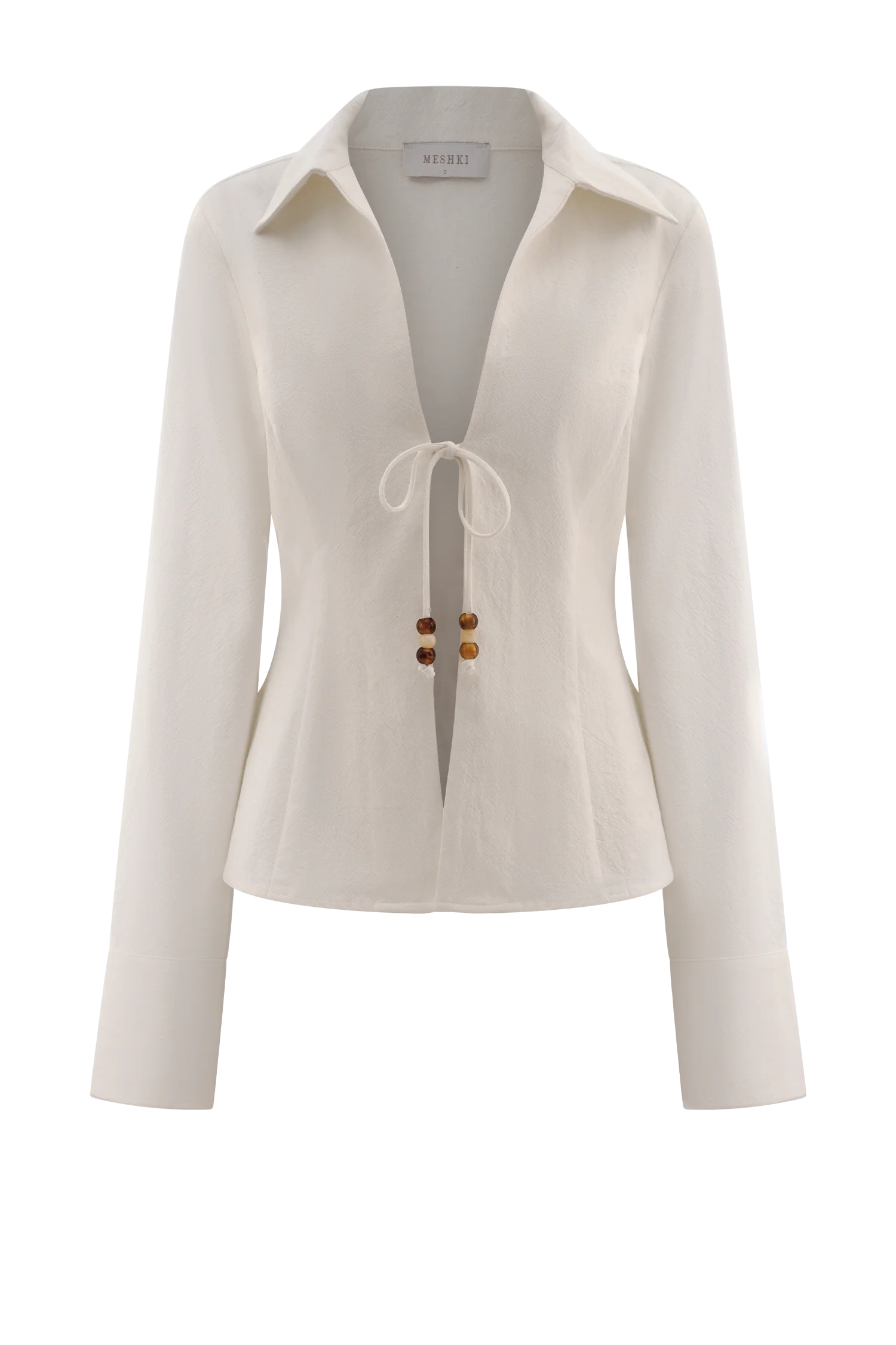 Annalee Cotton Beaded Tie Shirt - White