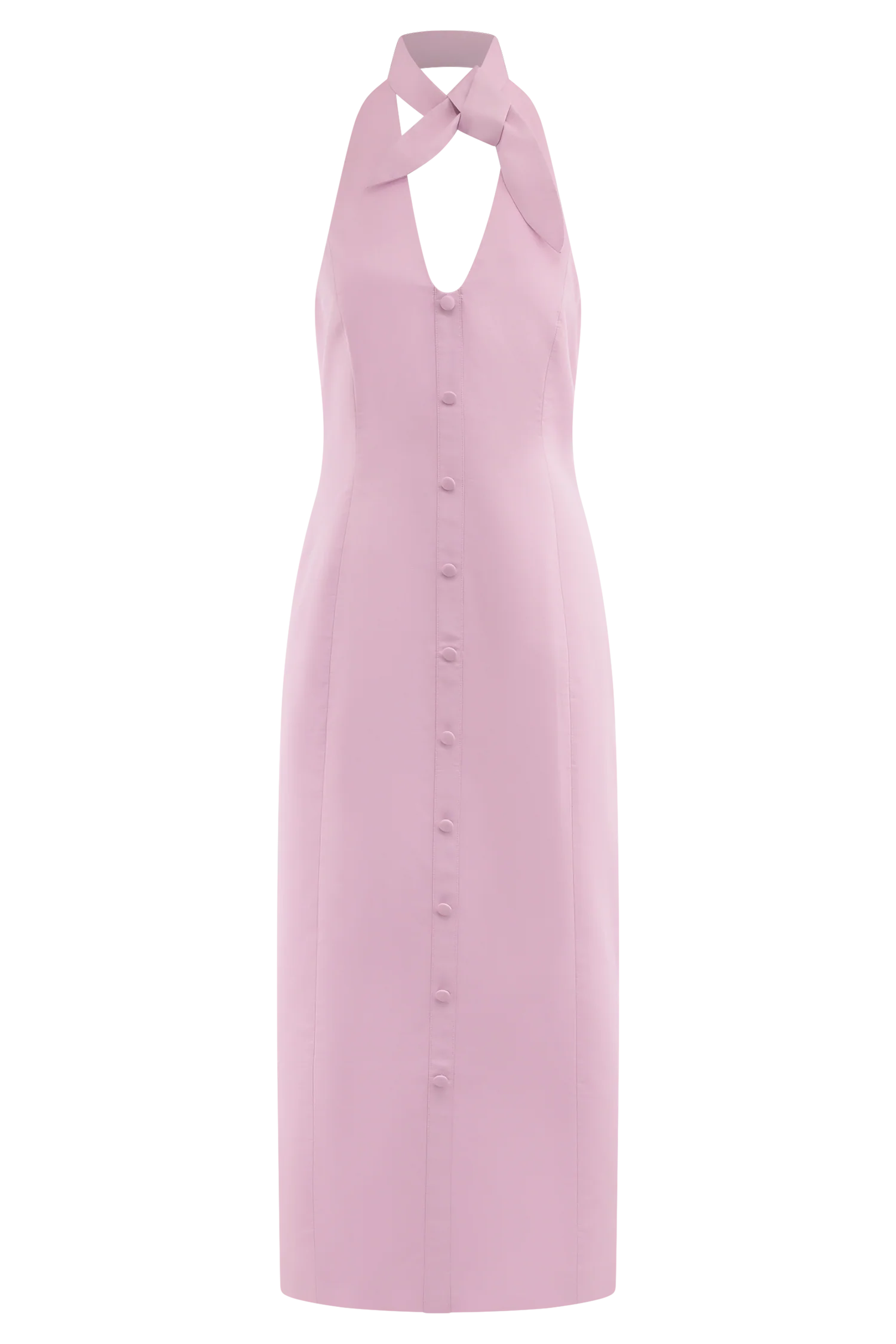 Simona Halter Neck Midi Dress - Blush Pink