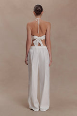 Kensley Broderie Halter Top - White