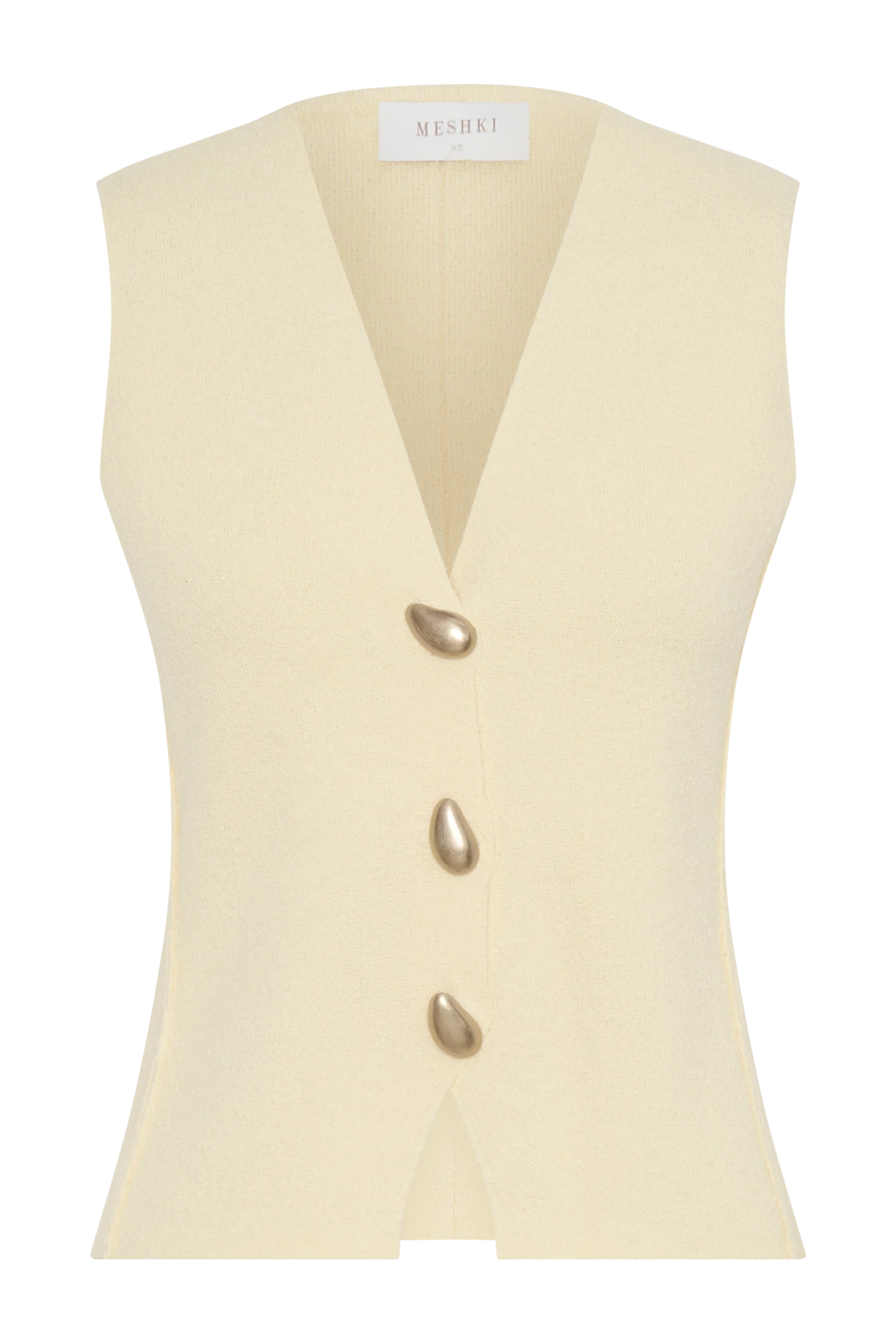 Malika Sleeveless Gold Button Vest - Lemon