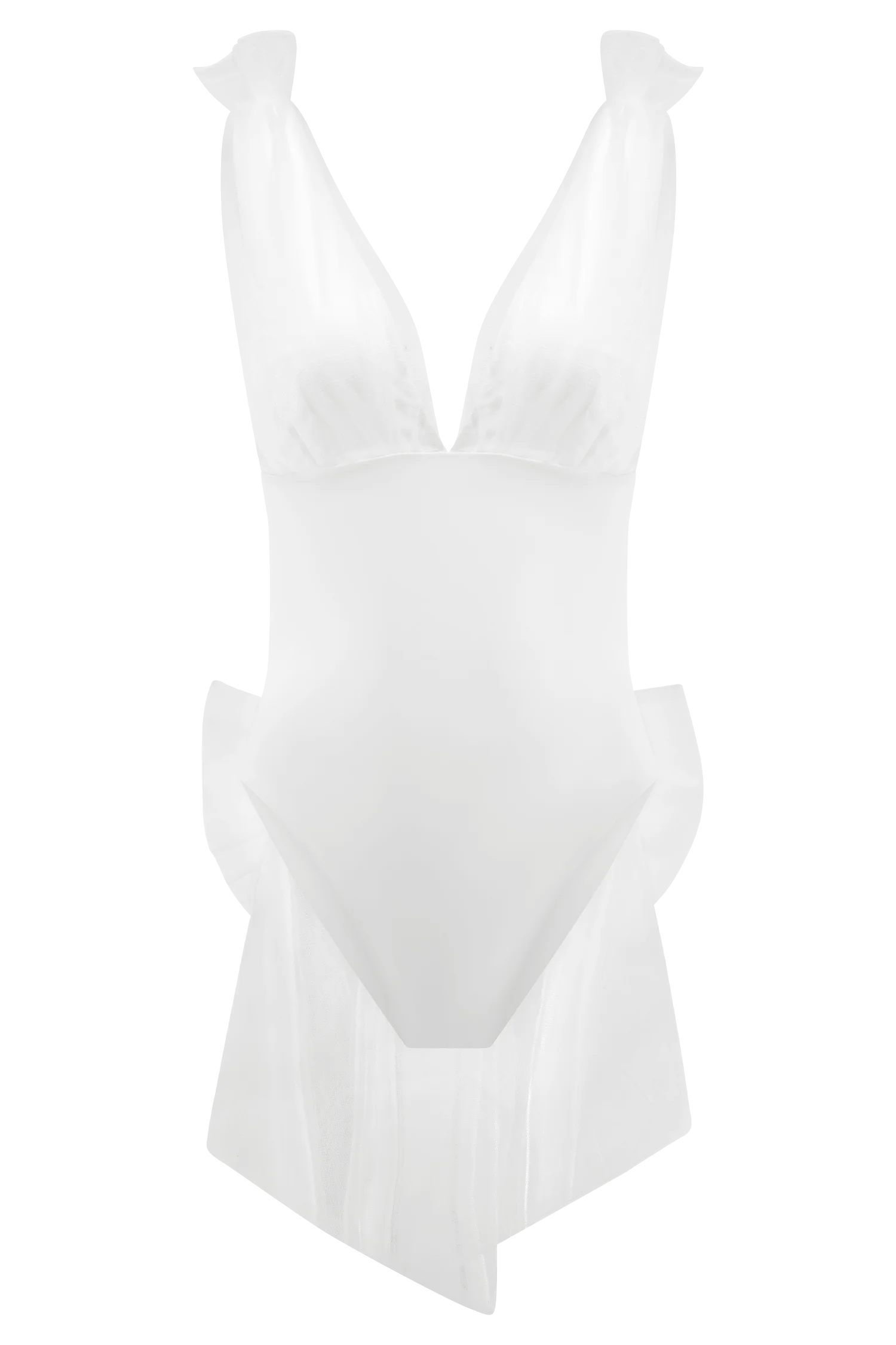 Sybil Plunge One Piece With Bow - Ivory