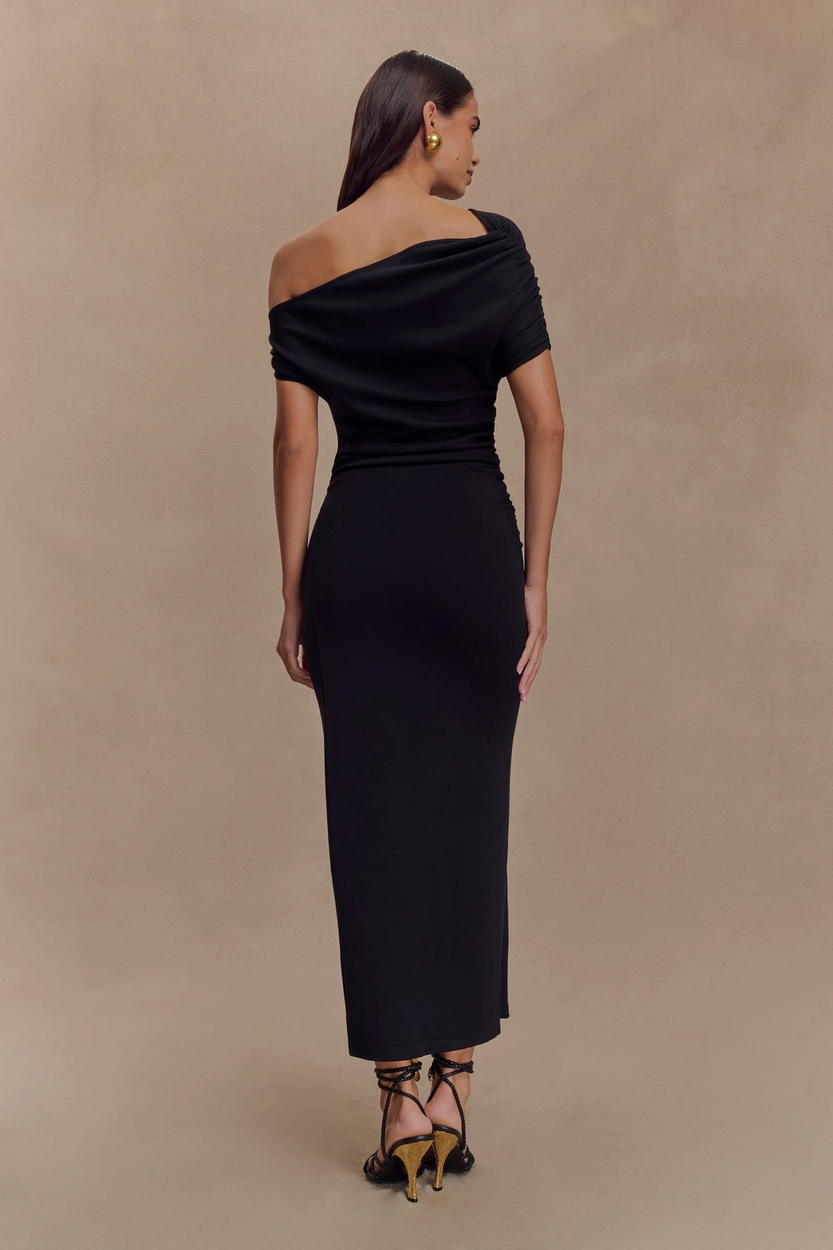 Kendra Scuba Jersey Midi Dress With Hardware - Black
