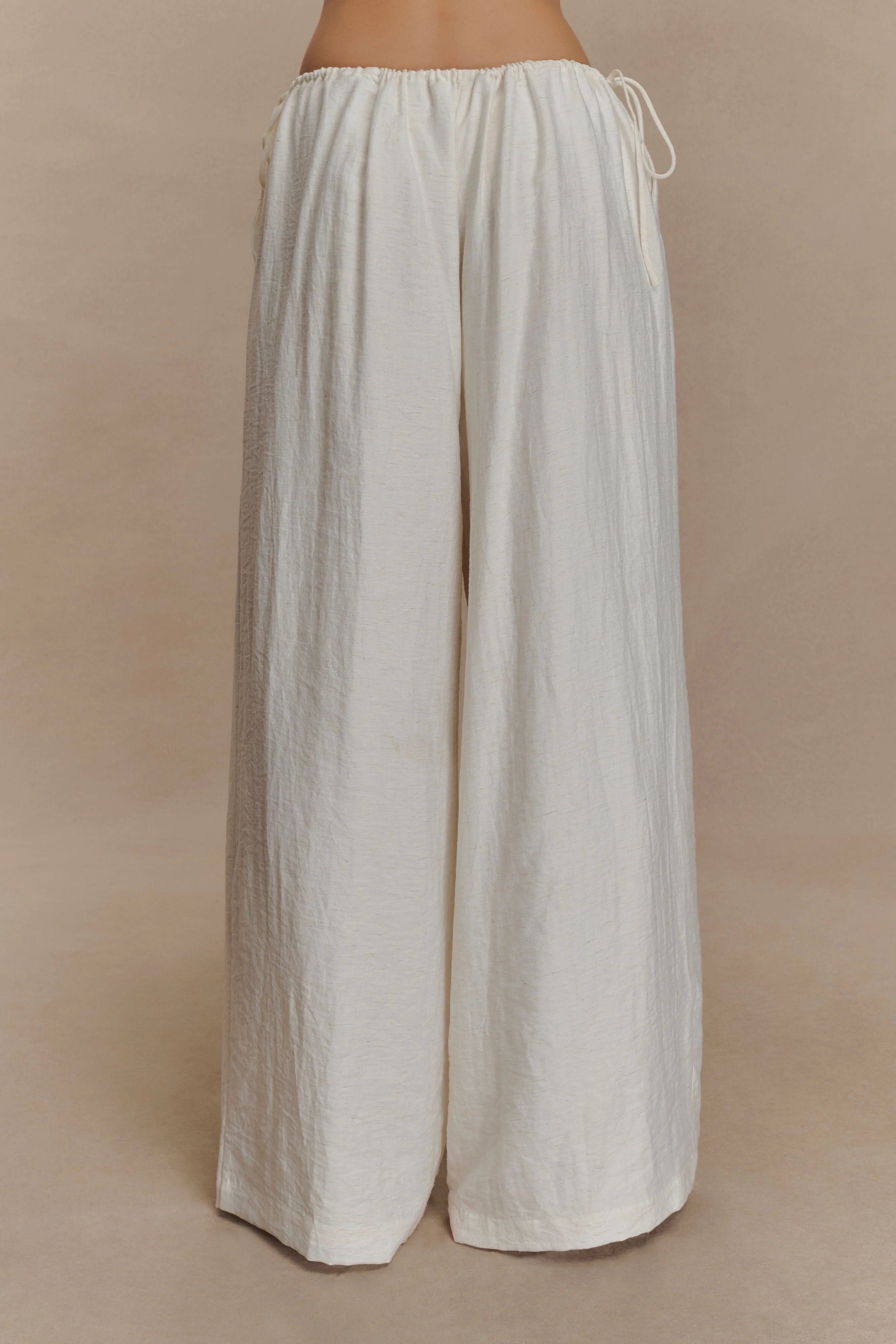 Callum Drawstring Straight Leg Pants - White