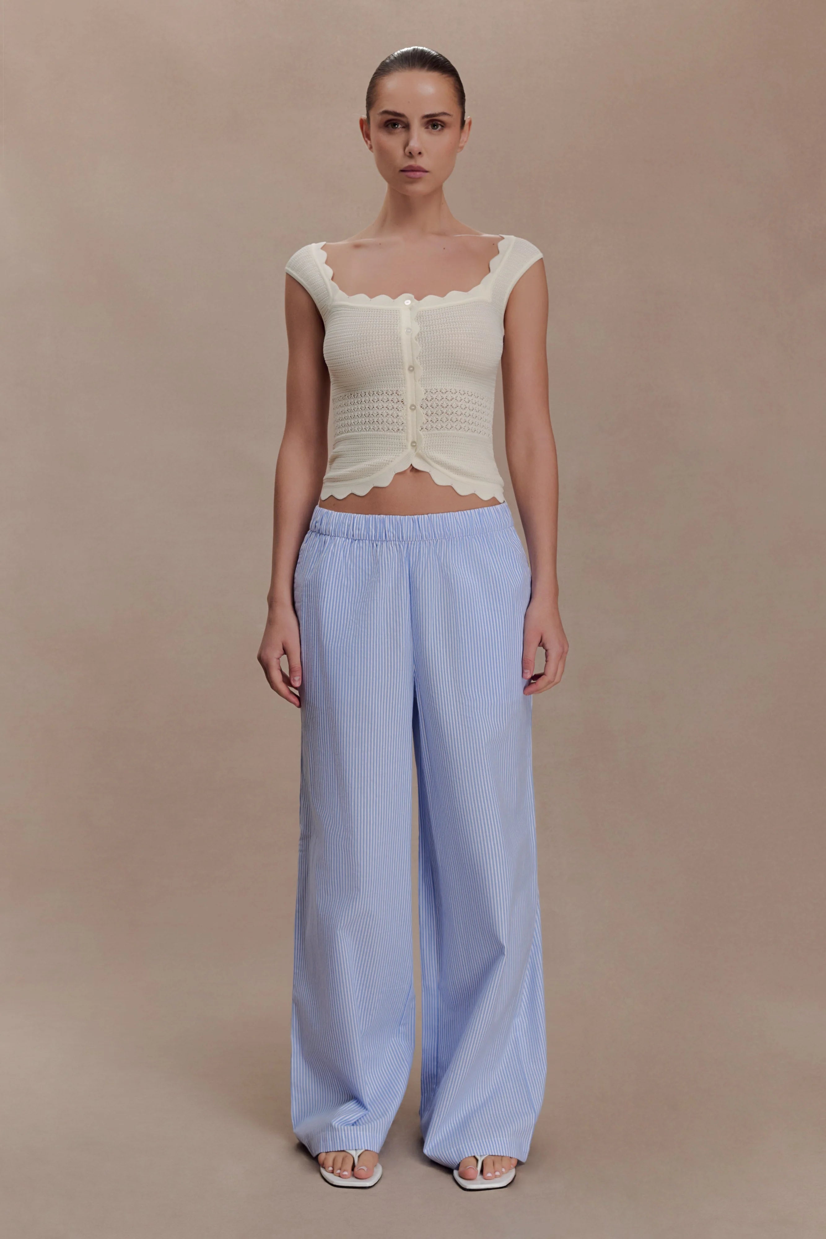 Madeline Scallop Knit Top - Ivory