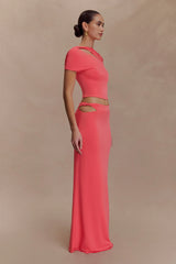 Haven Slinky Twist Midi Skirt - Coral