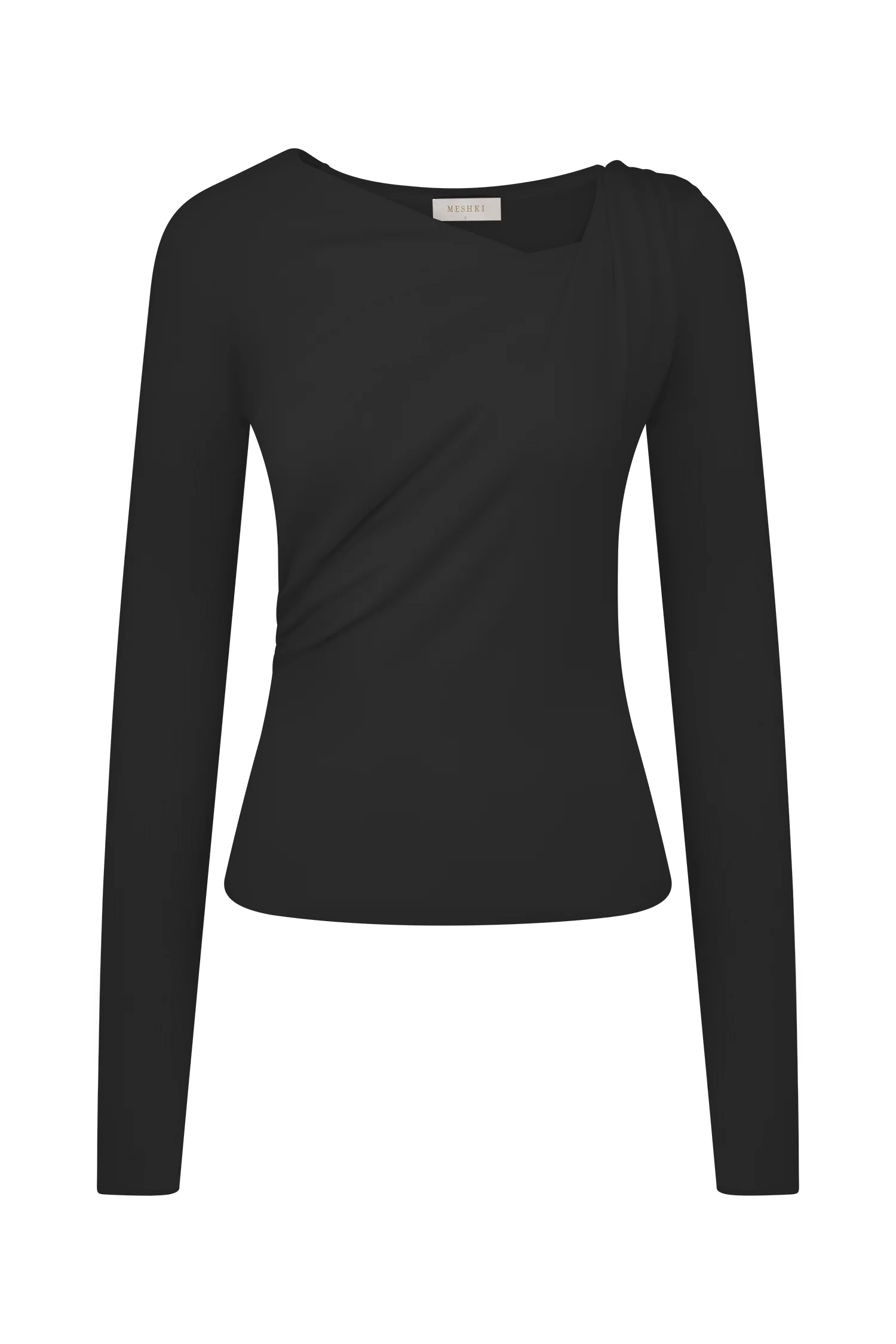 Culver Draped Twist Knit Top - Black