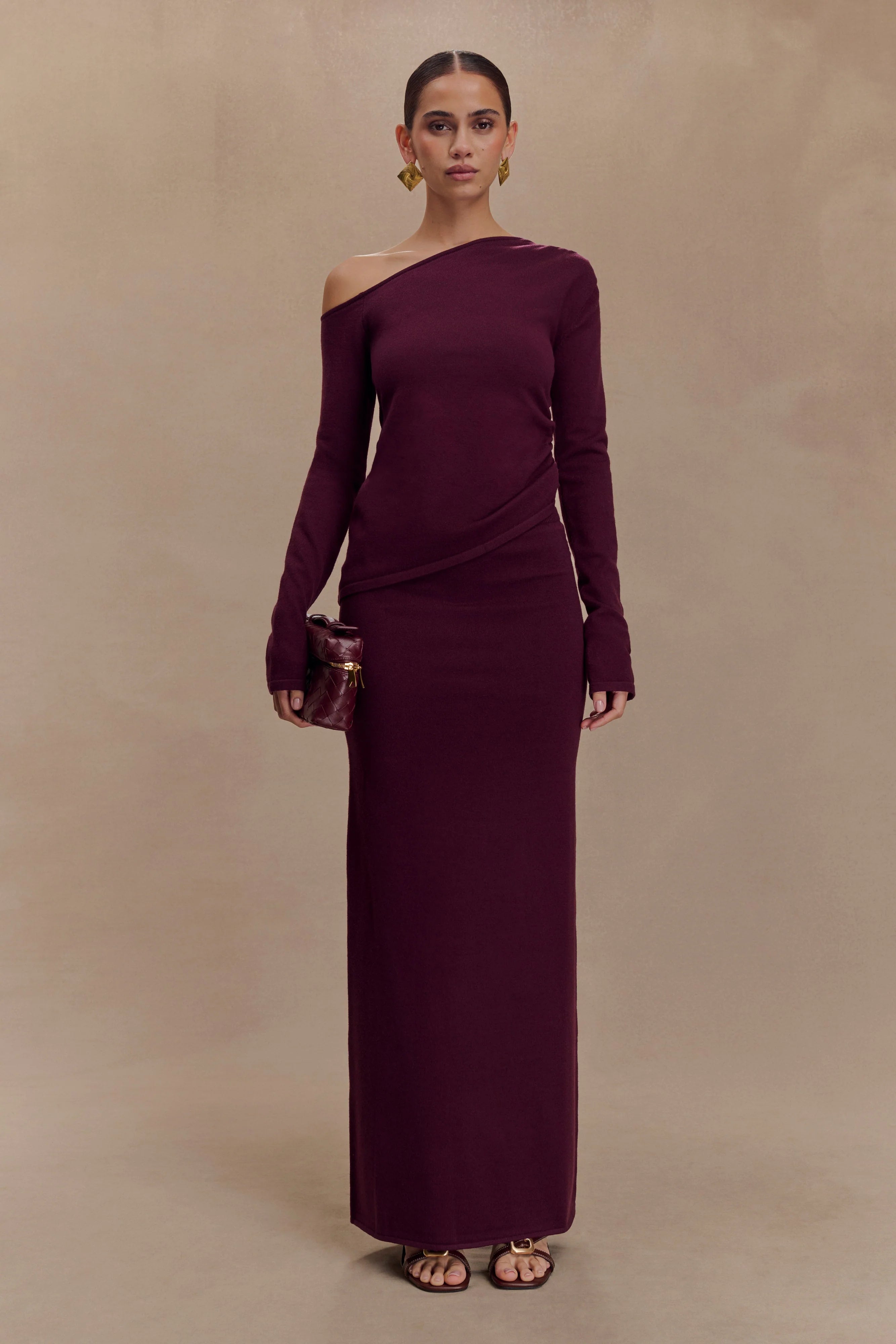 Miles Off Shoulder Knit Top - Plum
