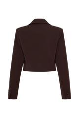 Simone Cropped Suiting Blazer - Dark Chocolate