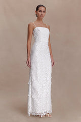 Josefa Sequin Lace Maxi Dress - White