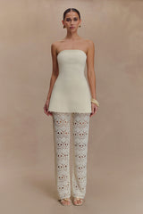 Anette Bandage Knit Strapless Top - Ivory