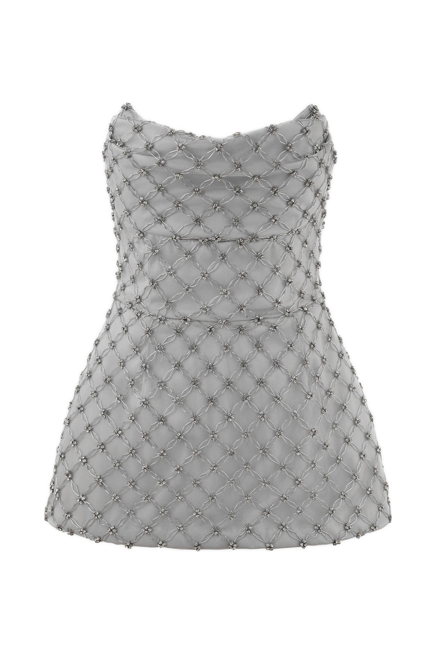 Zuri Hand Beaded Embellished Peplum Corset - Silver