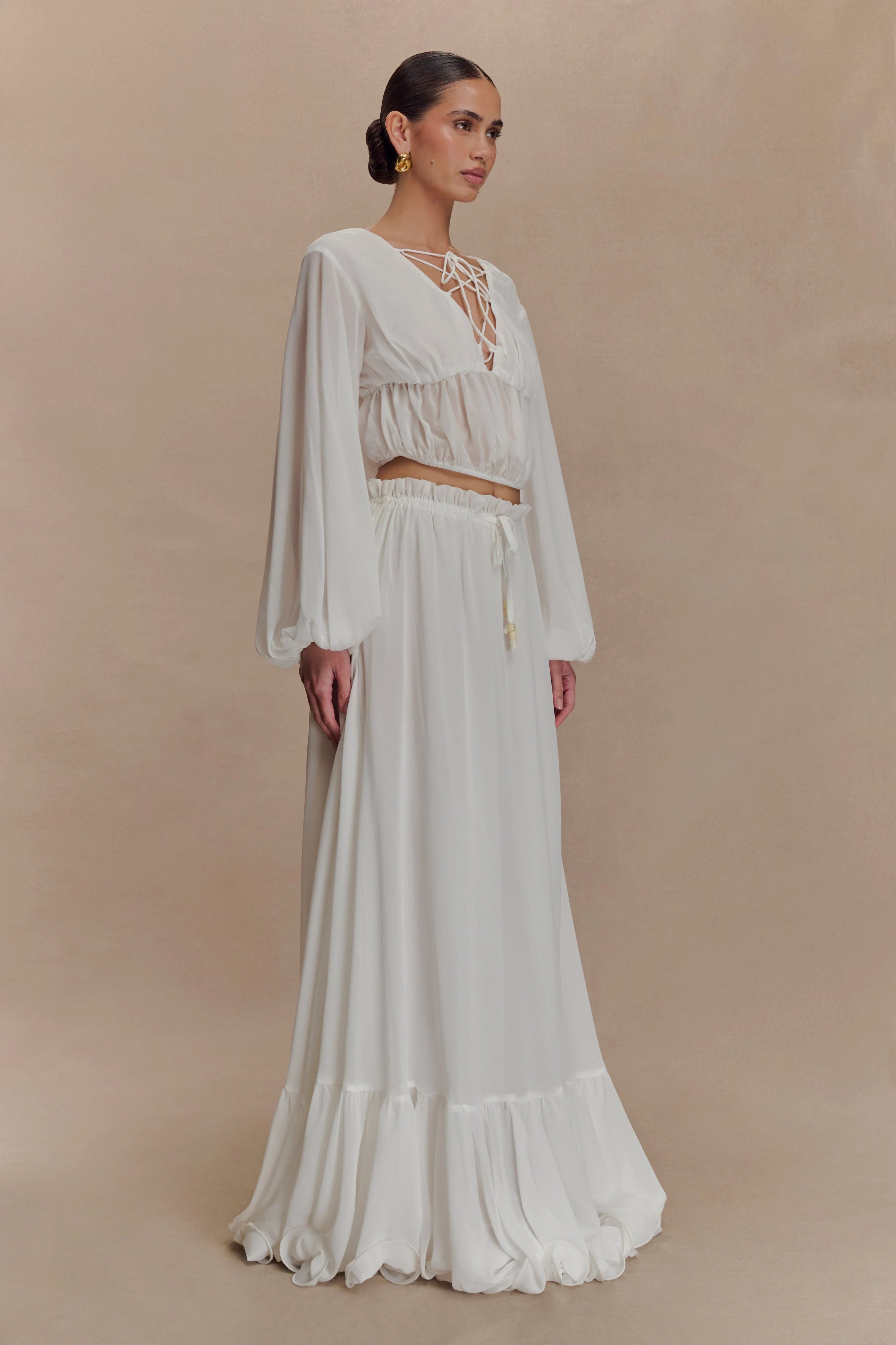 Carlie Chiffon Maxi Skirt - Ivory