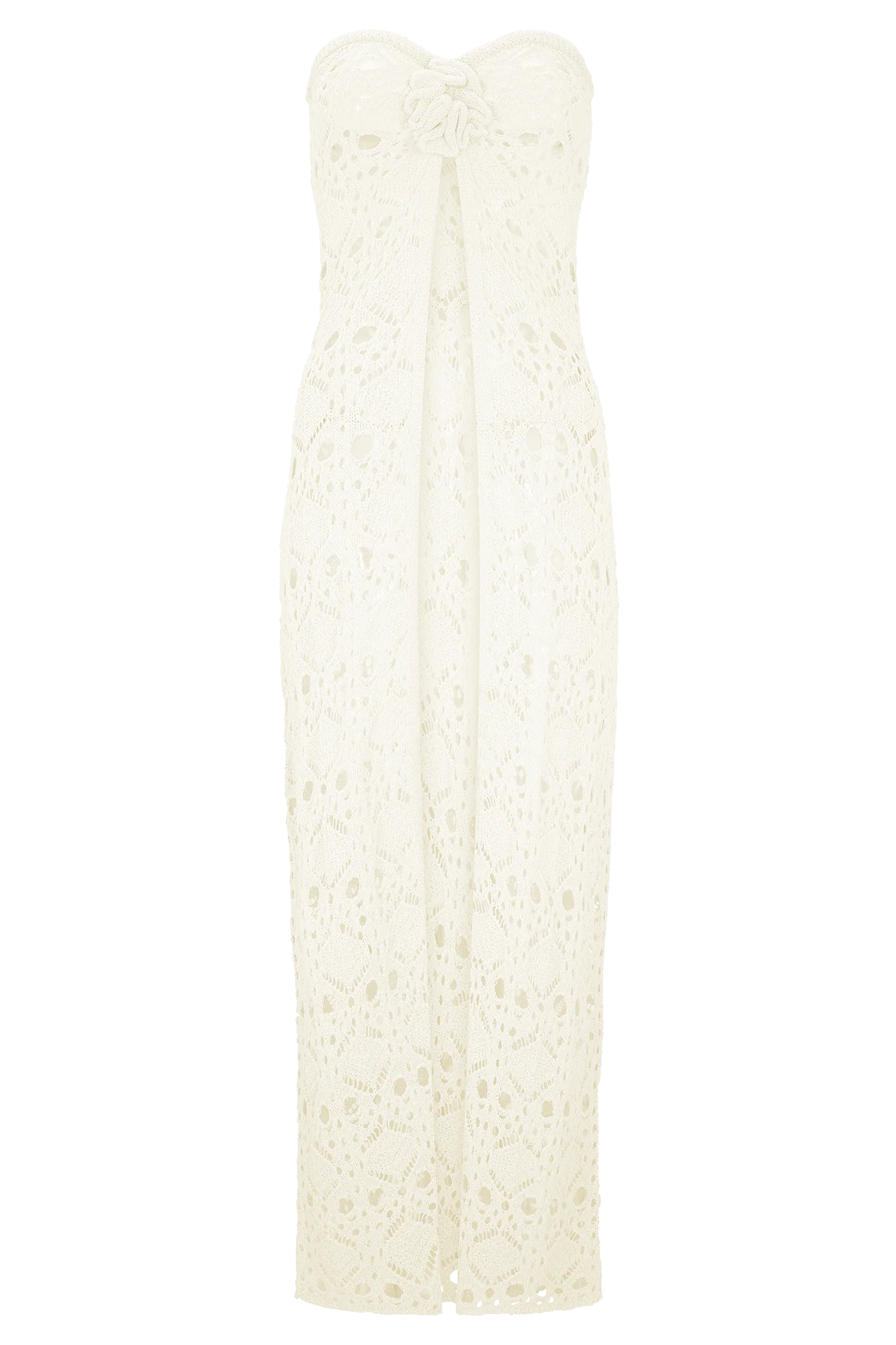Aeline Strapless Crochet Knit Top - Ivory