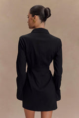 Dorian Fitted Shirt Mini Dress - Black