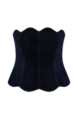 Oakley Strapless Scallop Denim Top - Indigo Blue