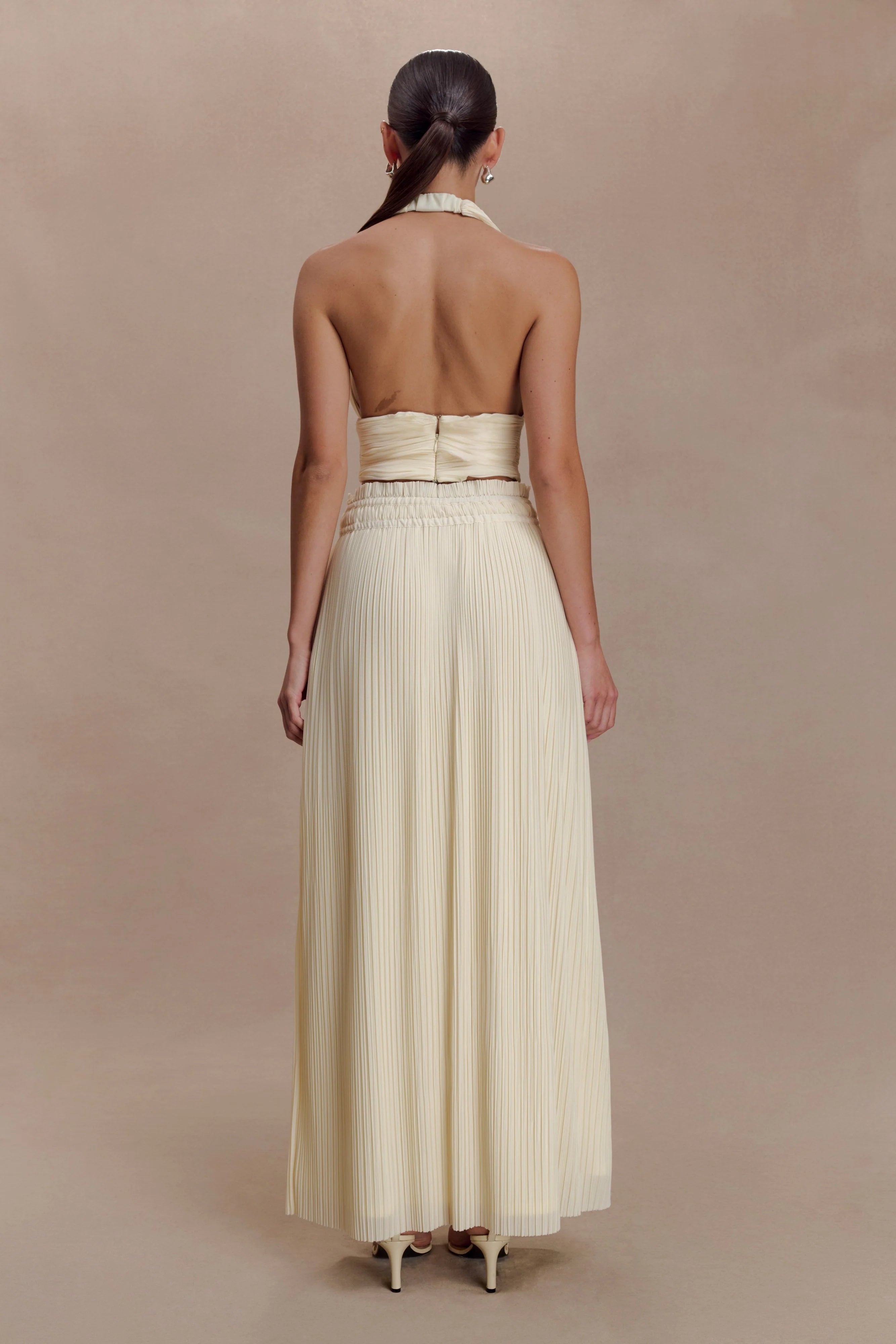 Amaris Gathered Plisse Maxi Skirt - Lemon