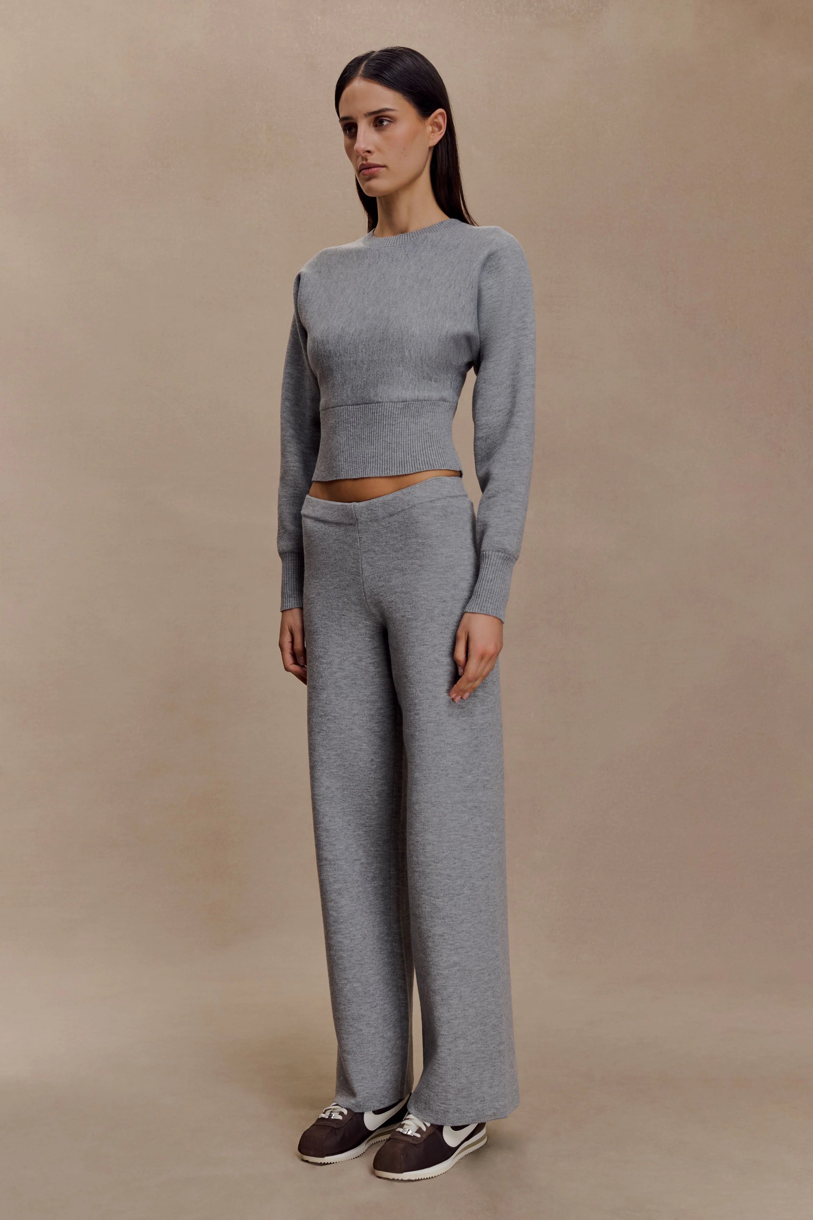 Kerrymae Straight Leg Knit Pants - Grey Marle
