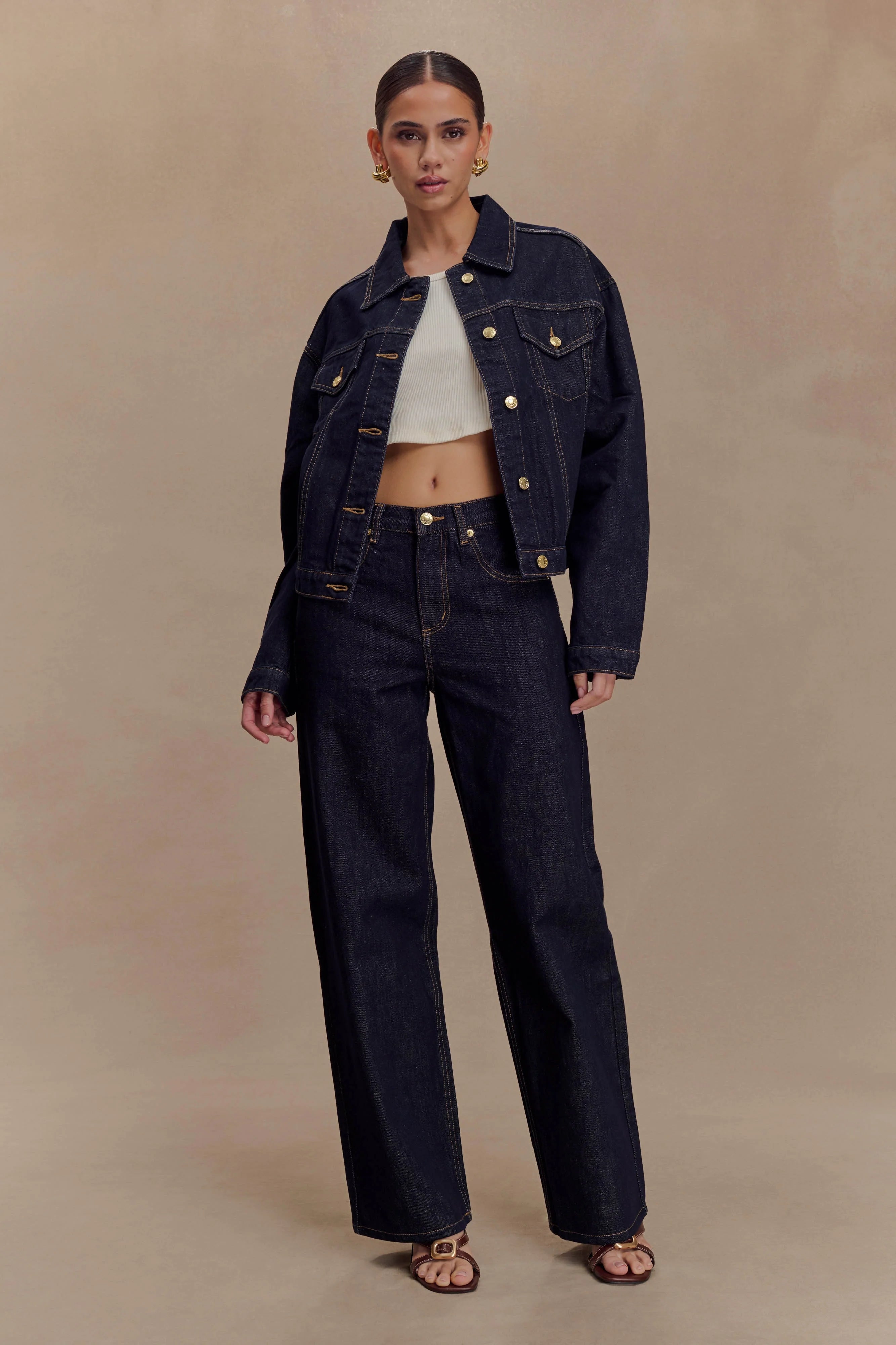 Kirra Cinched Denim Jacket - Washed Indigo Blue