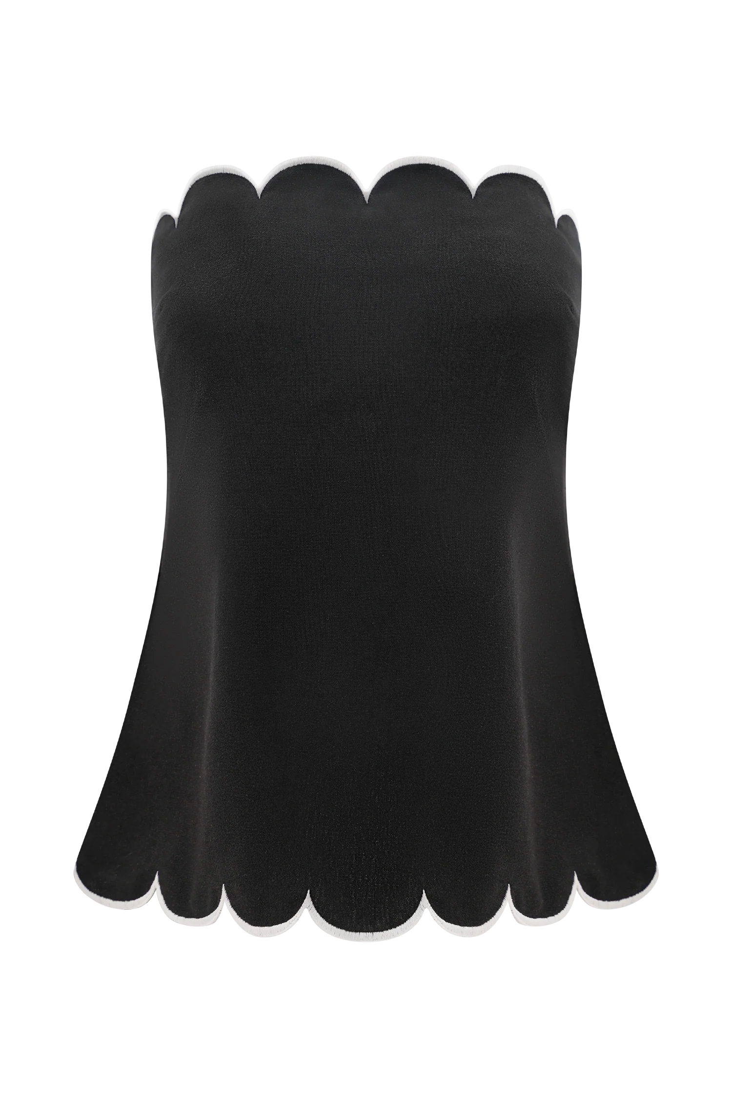 Judith Strapless Scallop Top - Black