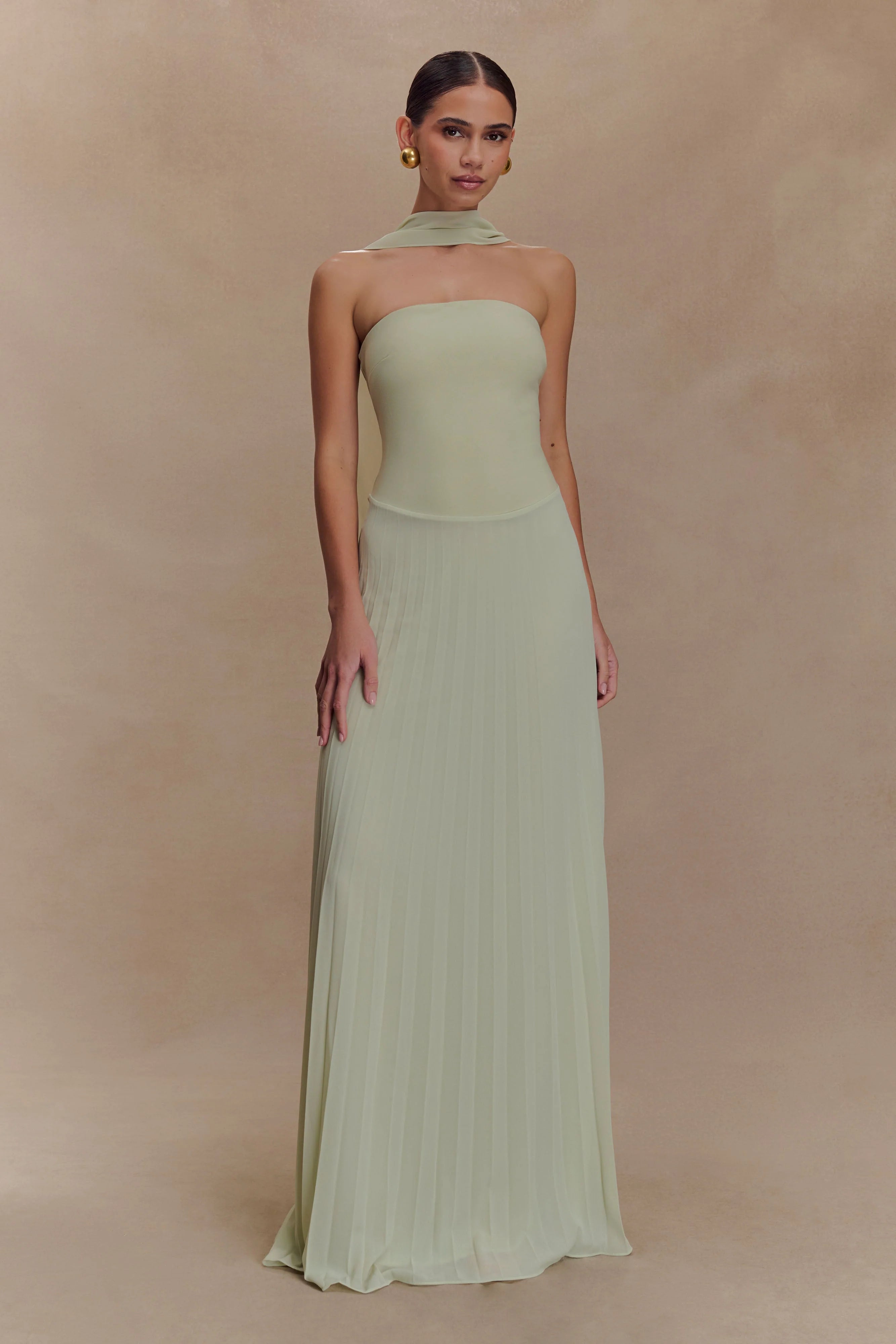 Caira Chiffon Scarf Maxi Dress - Sage