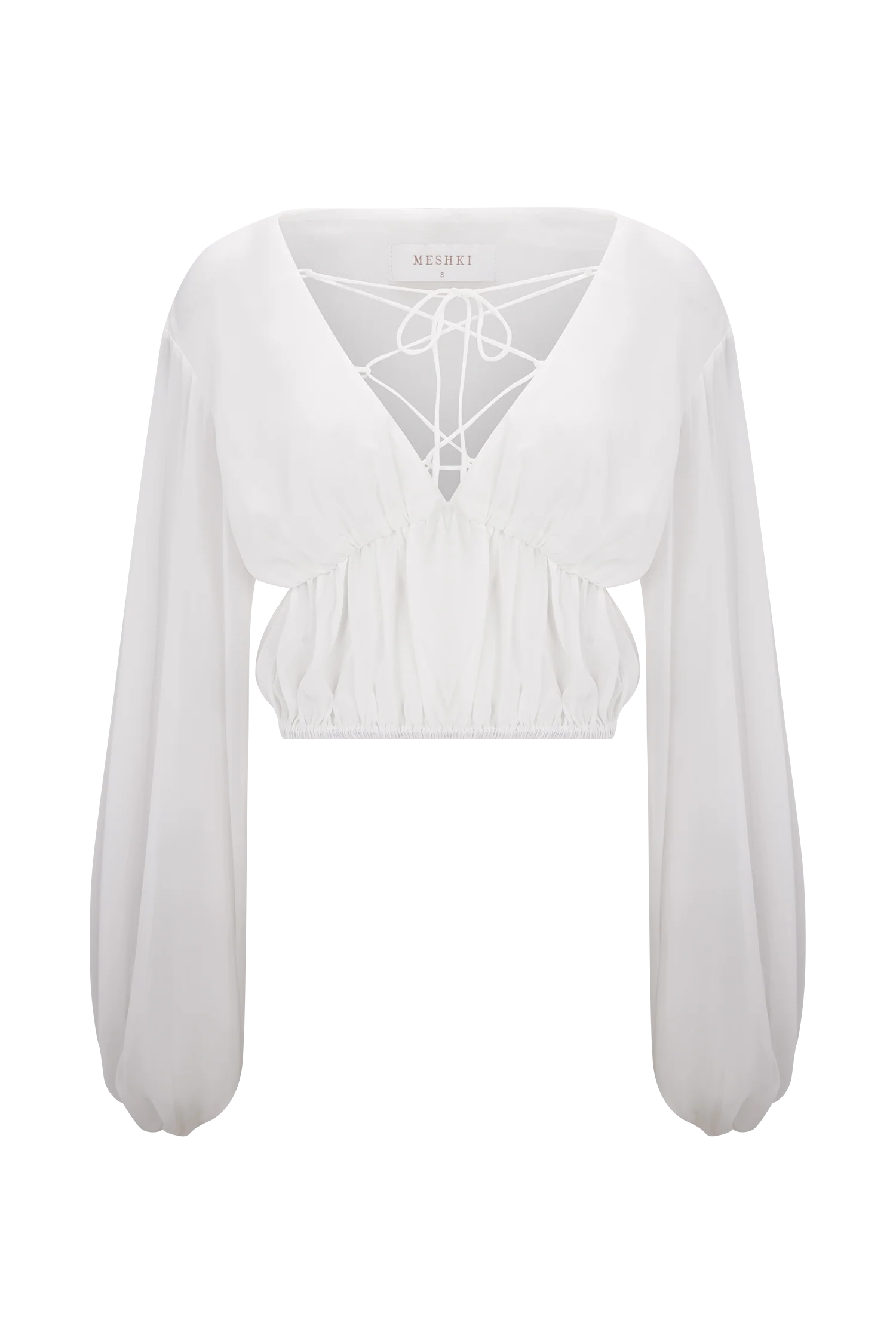 Carlie Chiffon Cross Tie Top - Ivory