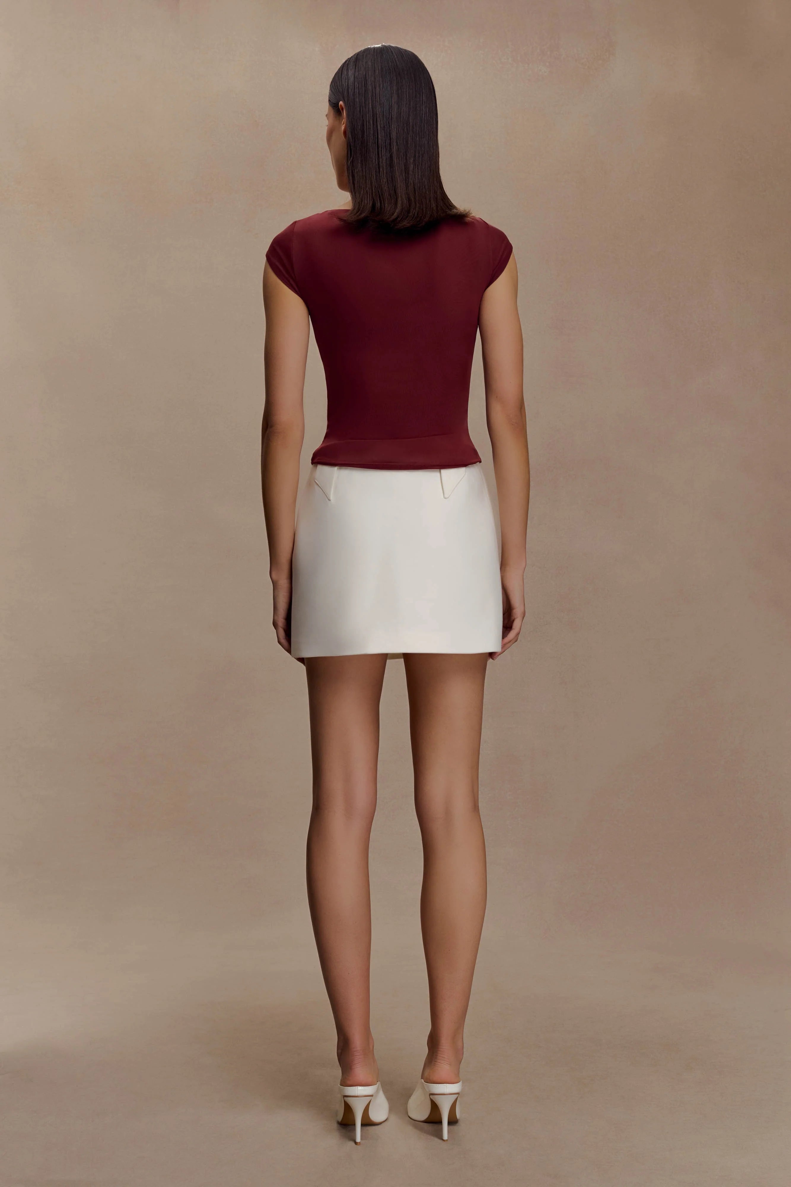 Romana Short Sleeve Mesh Top - Burgundy