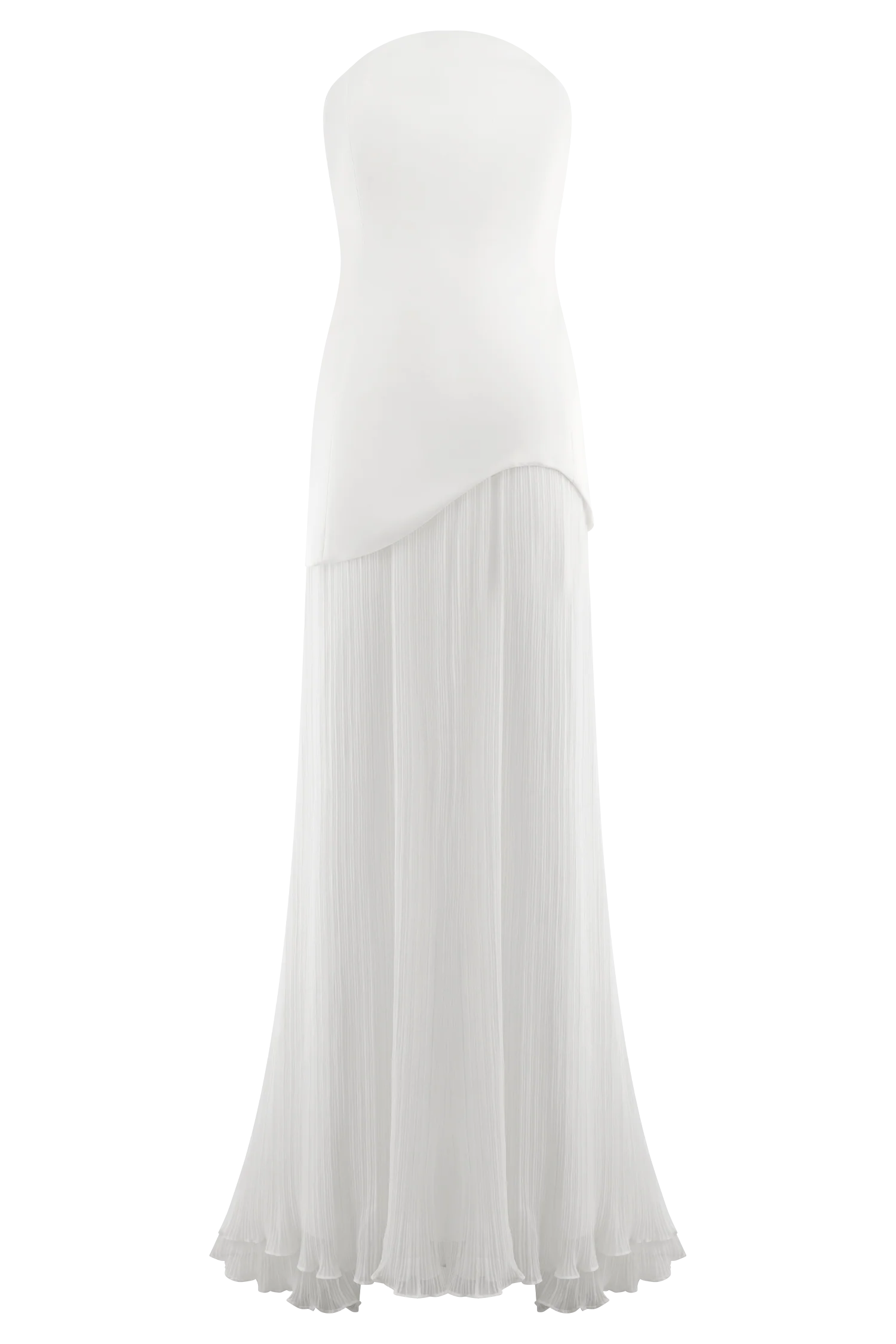 Juno Strapless Pleated Maxi Gown - White