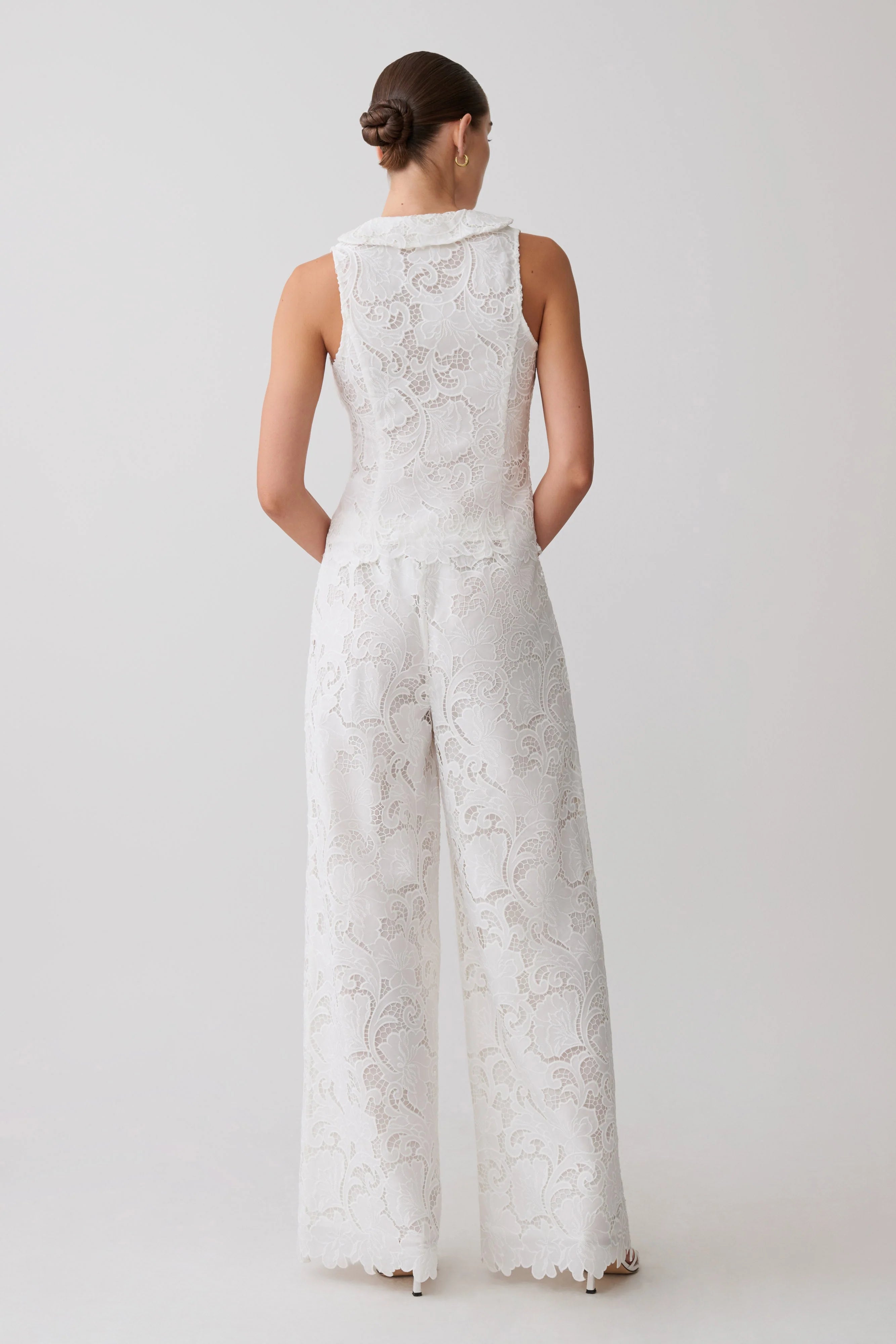 Tessa Broderie Straight Leg Pants - White