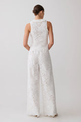 Tessa Broderie Straight Leg Pants - White