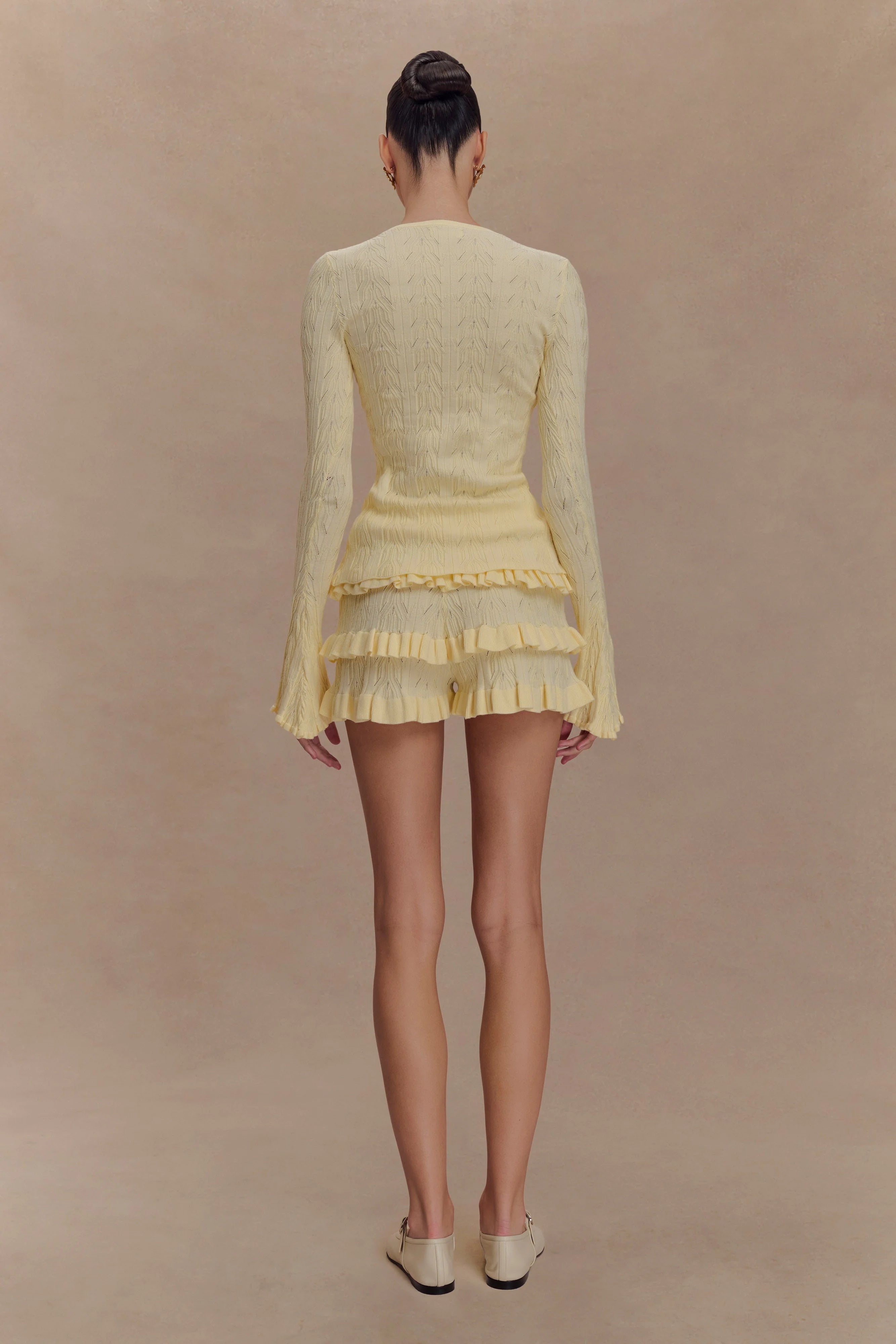 Amy Pointelle Knit Frill Bloomers - Lemon