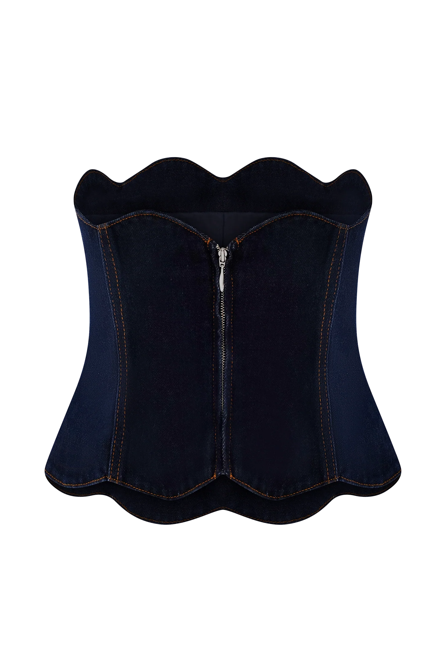 Oakley Strapless Scallop Denim Top - Indigo Blue