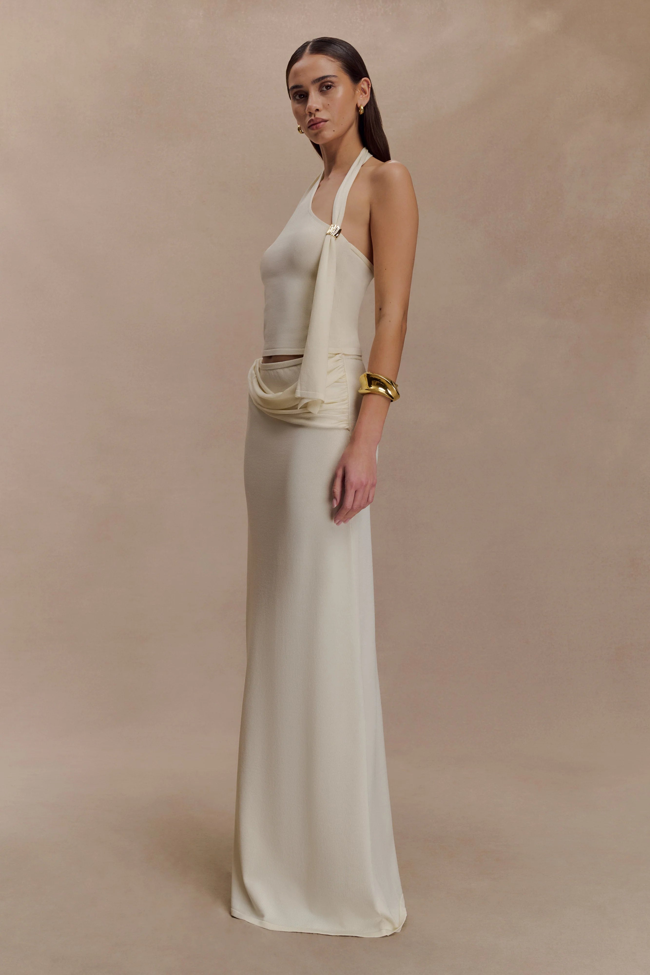 Xanthia Knit Halter Top - Ivory