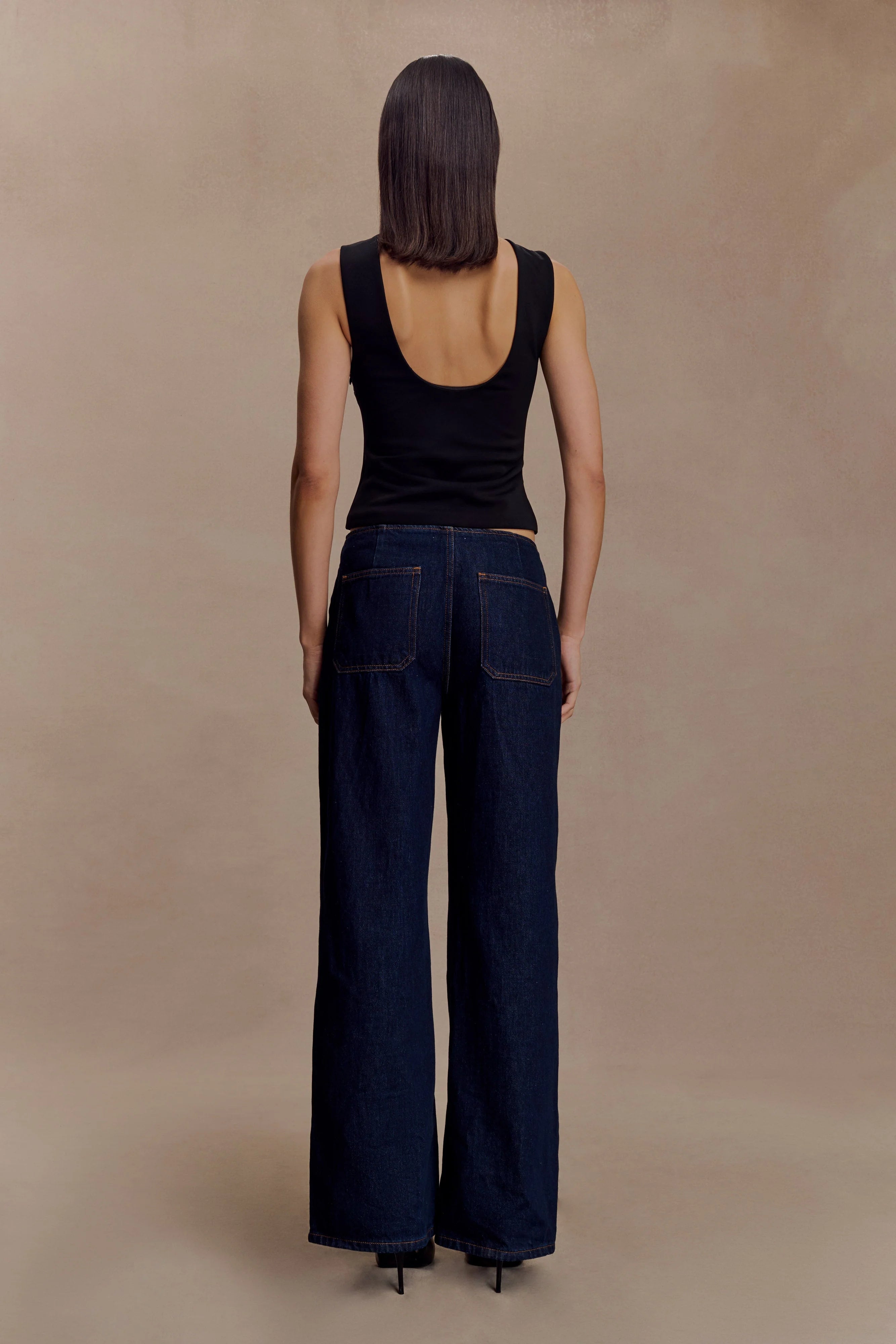 Kyra Open Back Scuba Crepe Top - Black