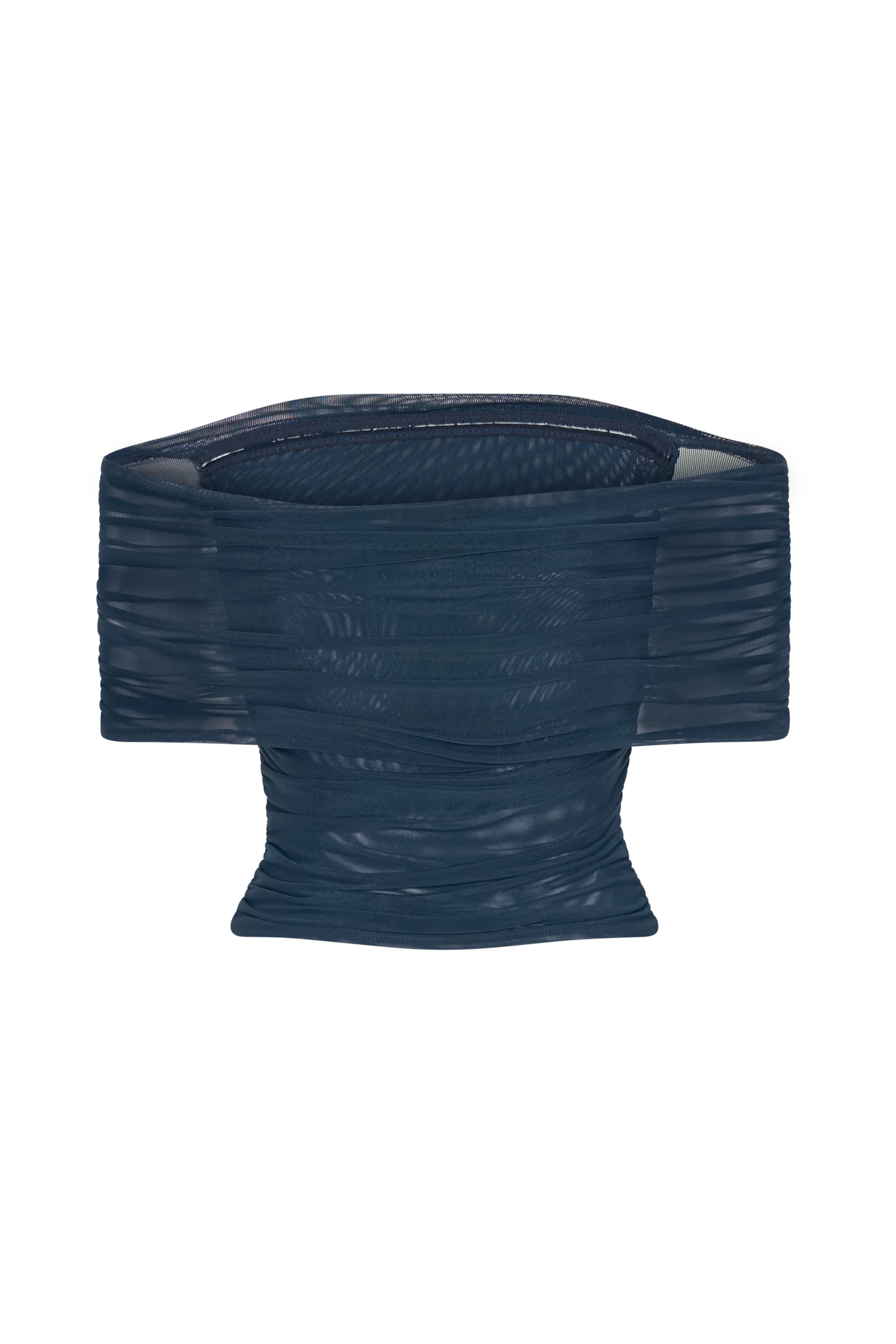 Arna Off Shoulder Mesh Crop Top - Midnight Blue