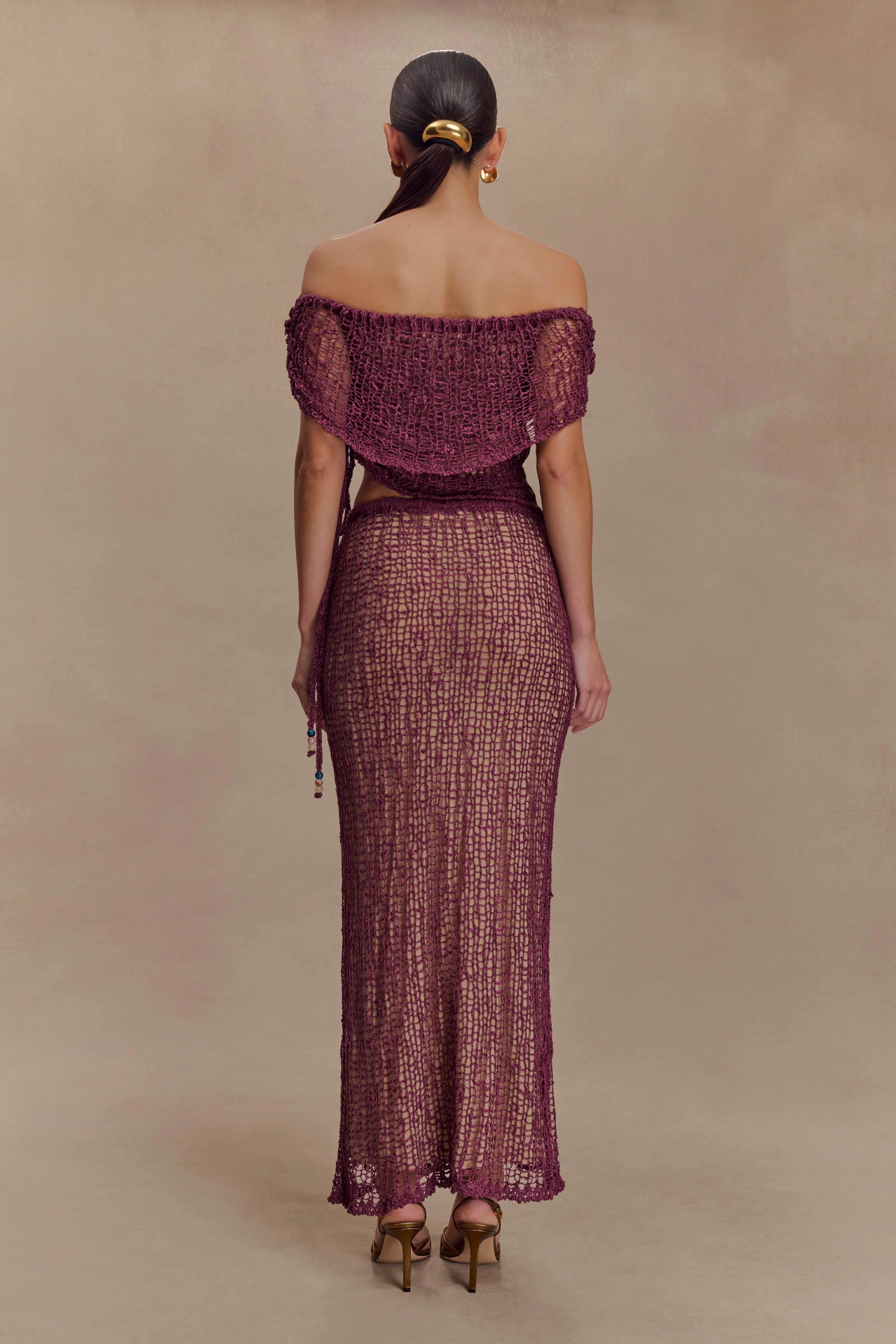 Cordelia Off Shoulder Knit Top - Mauve
