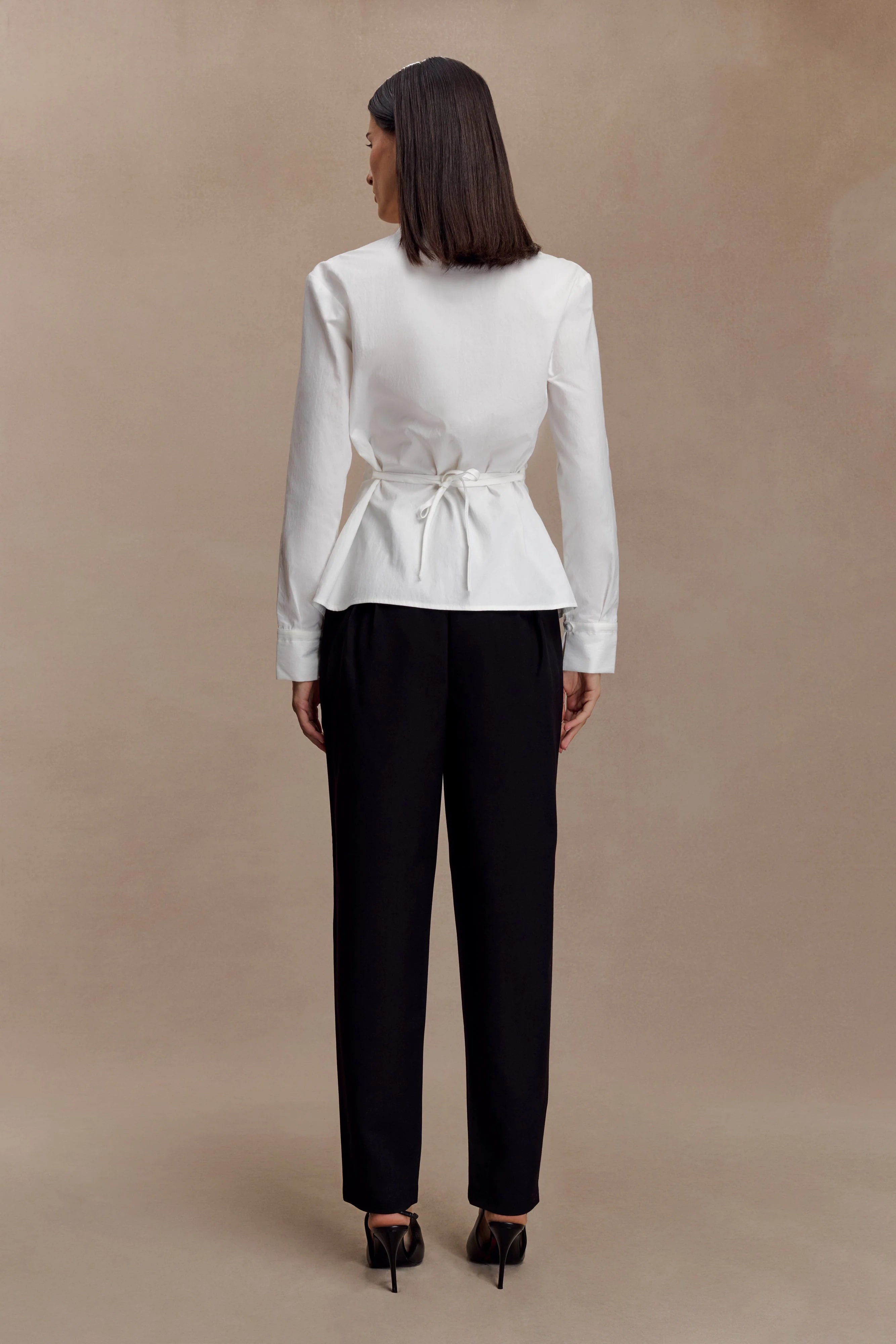 Millie Tie Back Cotton Shirt - White