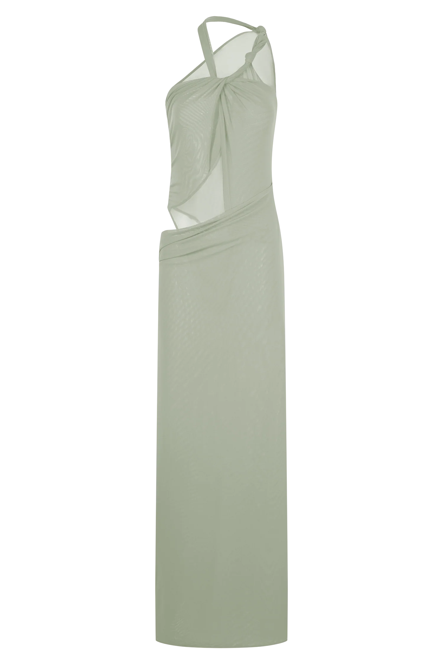 Edwina Knotted Mesh Maxi Dress - Sage