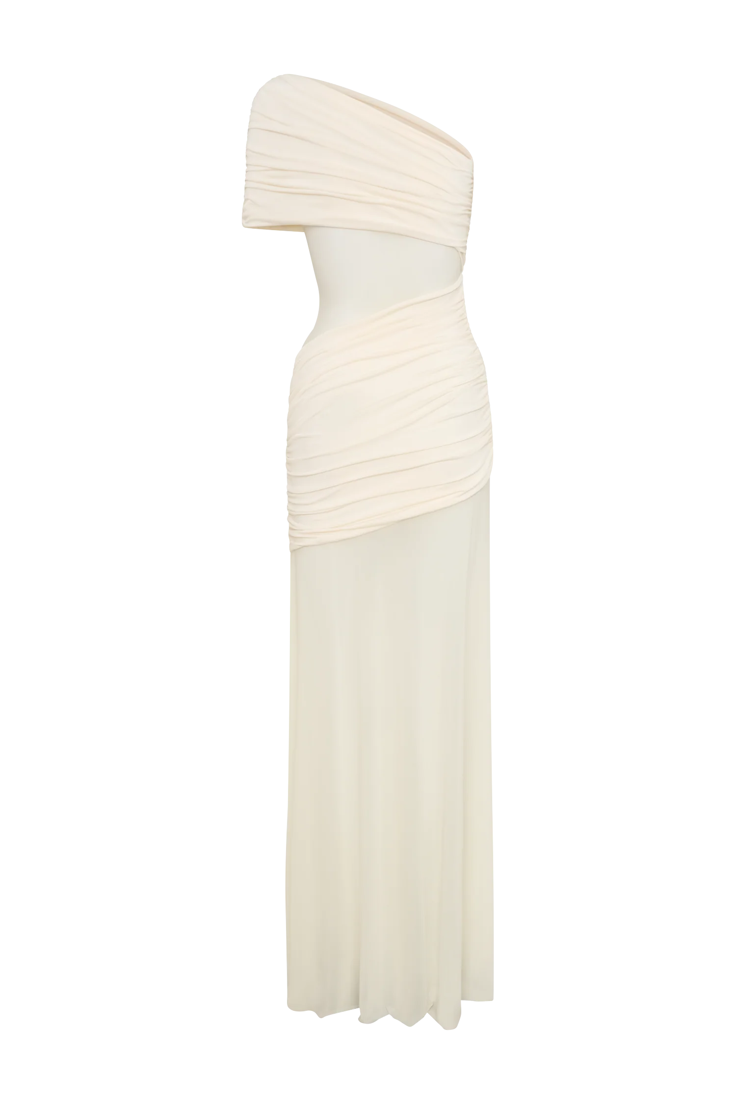 Dallas One Shoulder Mesh Maxi Dress - Ivory